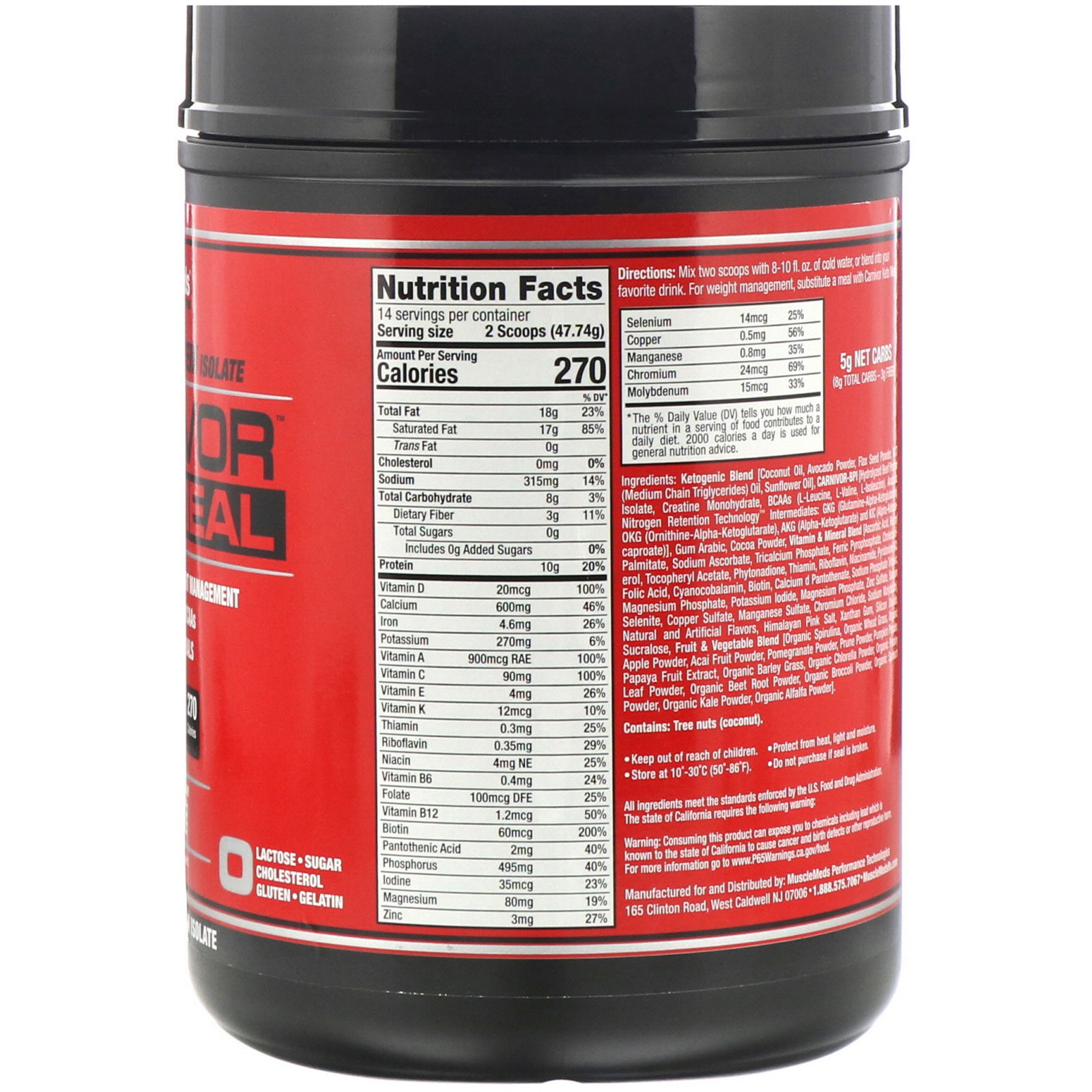 Comprar MuscleMeds, Carnivor, Keto Meal, Isolado de Proteína de Carne Cetogênica, Chocolate, 668 g (23,57 oz) - Imagem 2