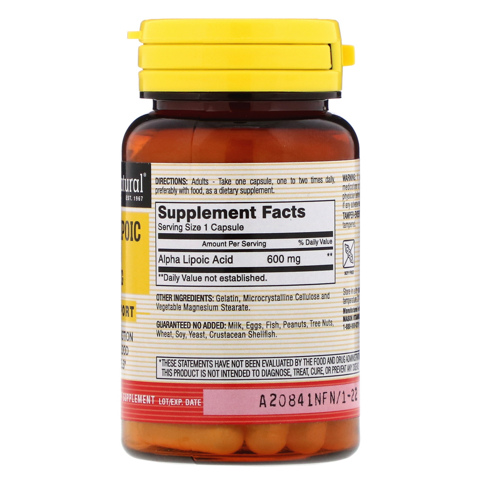Comprar Mason Natural, Alpha-Lipoic Acid, 600 mg, 30 Capsules - Imagem 2