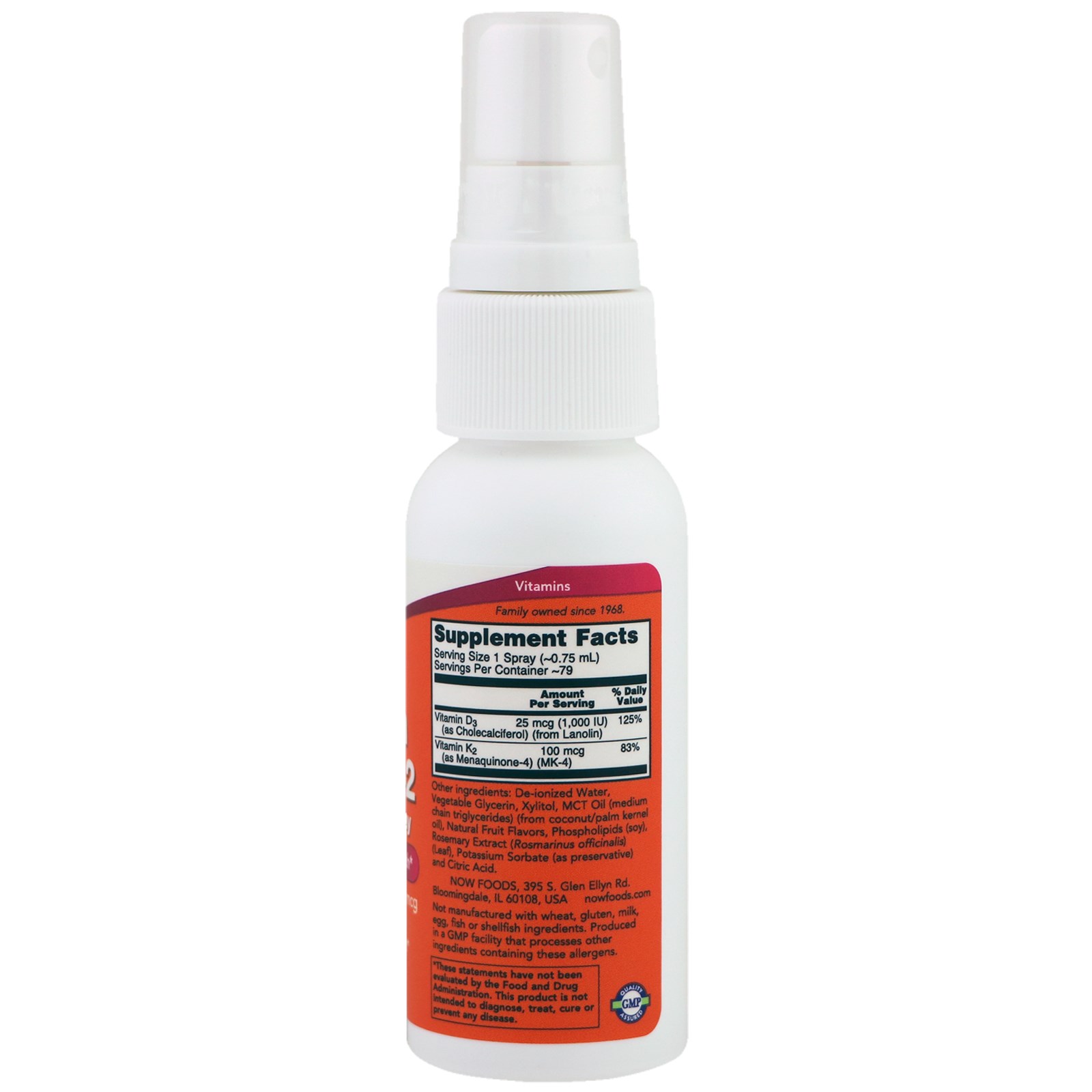 Comprar Now Foods, Vitamina D-3 e K-2, Spray Lipossômico, D-3 1.000 UI/K-2 100 mcg, 59 ml (2 fl oz) - Imagem 2