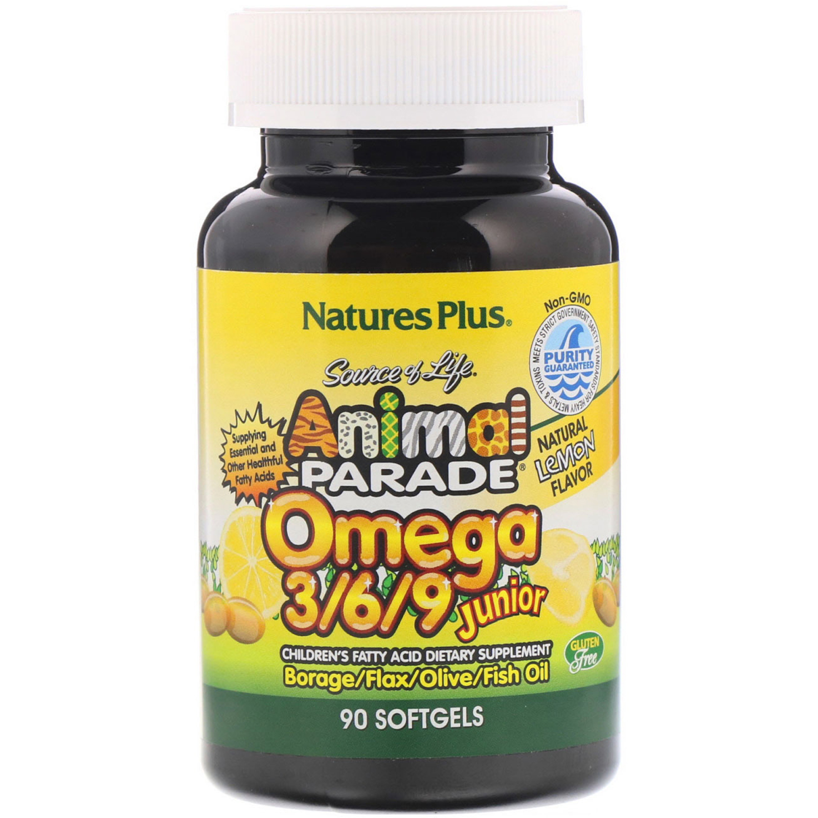 Comprar Nature's Plus, Source of Life, Animal Parade, Ômega 3/6/9 Júnior, Sabor Natural de Limão, 90 Softgels - Imagem 3