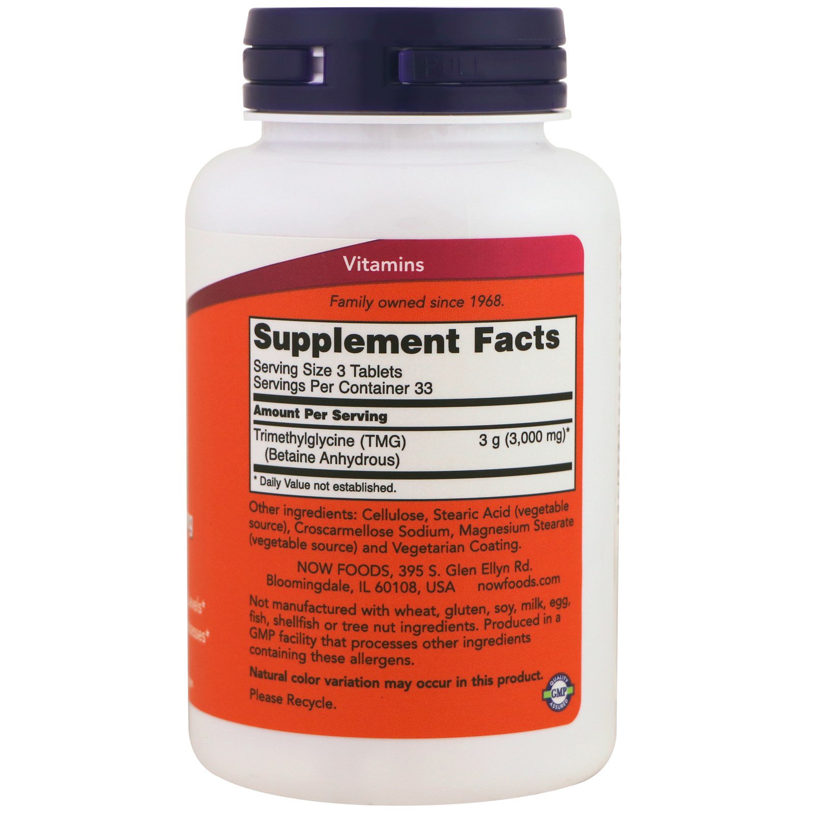 Comprar Now Foods, TMG, 1.000 mg, 100 Comprimidos - Imagem 2