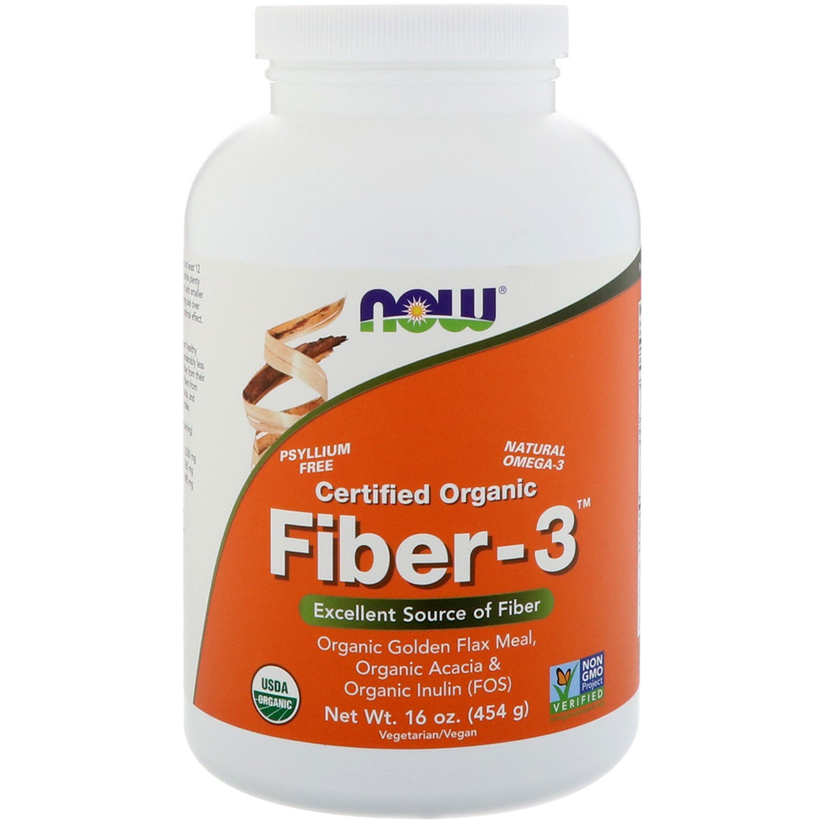 Comprar Now Foods, Orgânico, Fibra-3, Em pó, 454 g