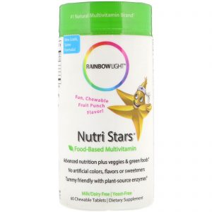 Comprar Rainbow Light, Nutri Stars, Food-Based Multivitamin, Fruit Punch Flavor, 60 Chewable Tablets