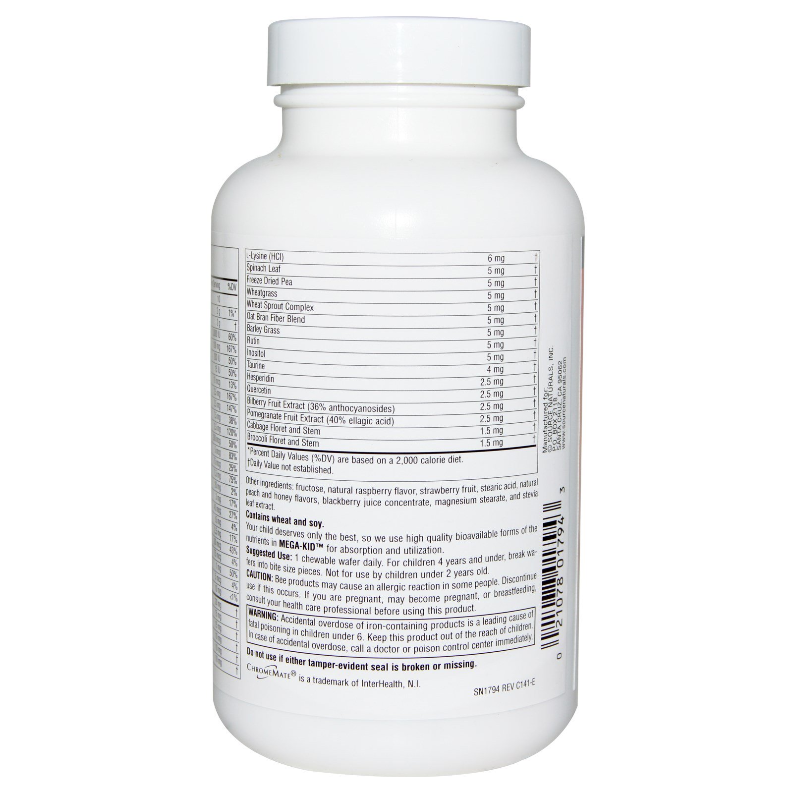 Comprar Source Naturals, Mega-Kid, Multivitamina Mastigável, Sabores Naturais de Frutos Silvestres, 60 Wafers - Imagem 3