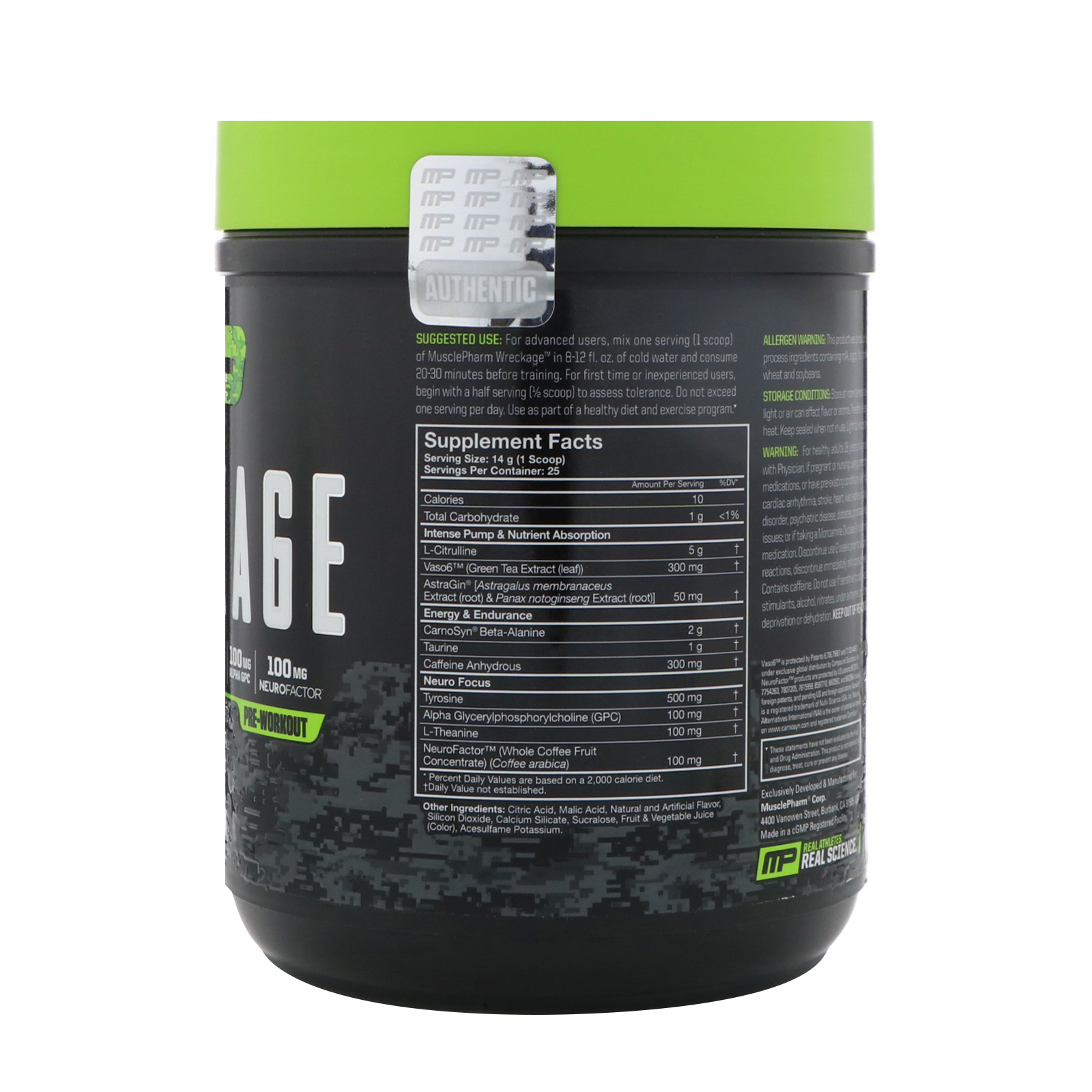 Comprar MusclePharm, Wreckage, Pre-Workout, Berry Lemonade, 12.35 oz (350 g) - Imagem 2