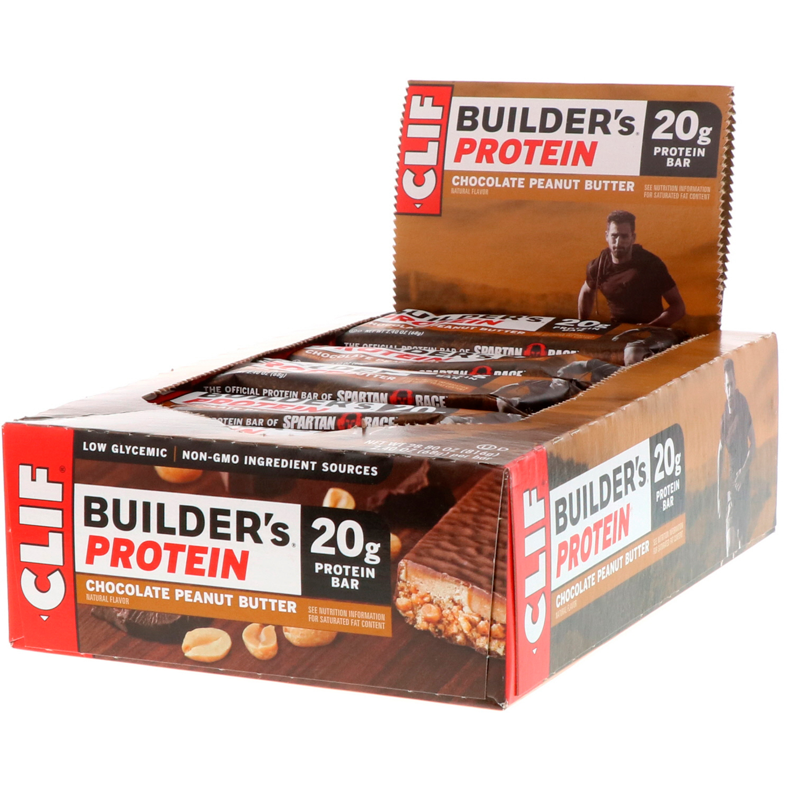 Comprar Clif Bar, Barra de Proteínas Builder's, Chocolate Manteiga de Amendoim, 12 Barras, 68 g (2,40 oz) Cada