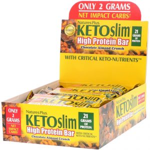 Comprar Nature's Plus, KETOslim, High Protein Bar, Chocolate Almond Crunch, 12 Bars, 2.1 oz (60 g) Each