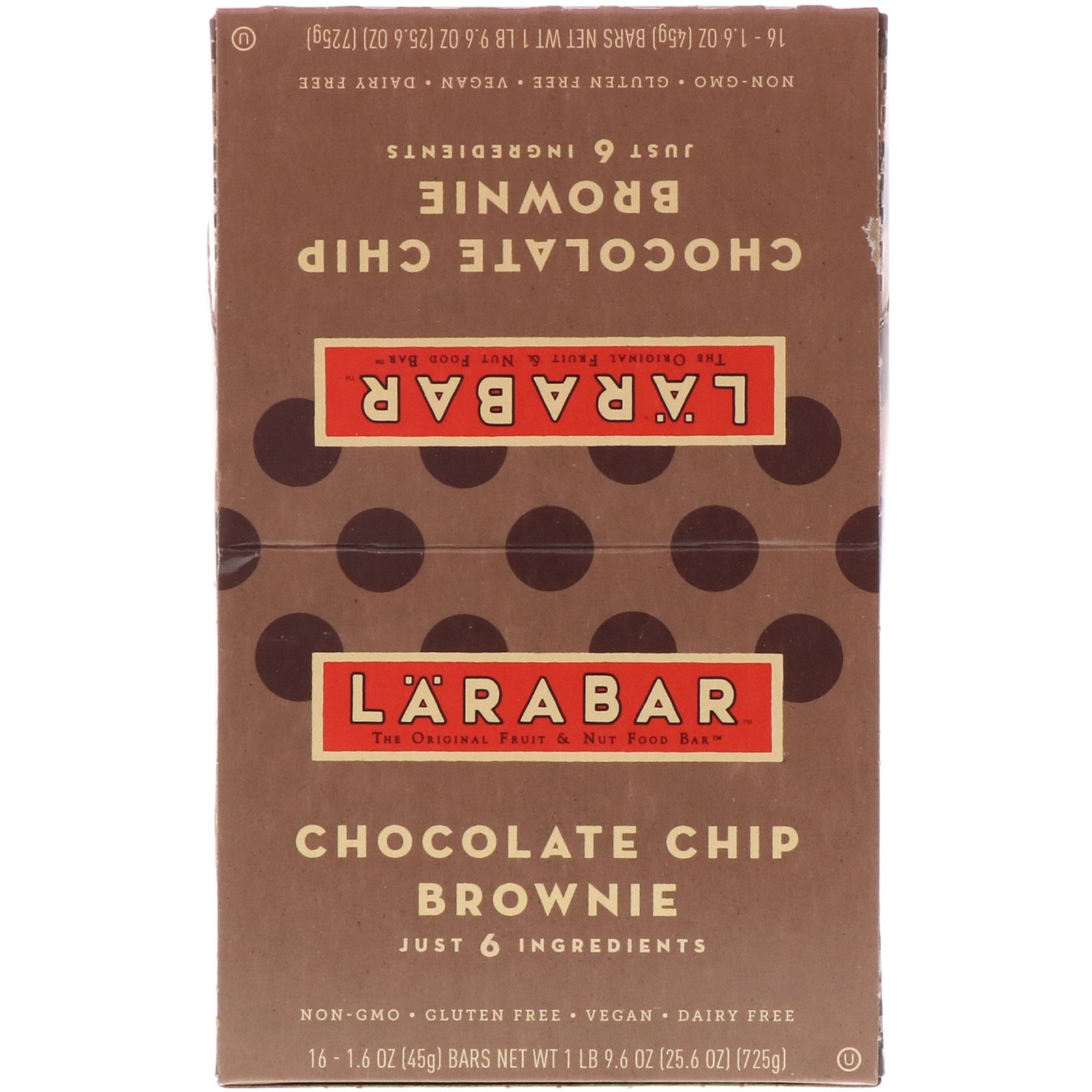 Comprar Larabar, The Original Fruit & Nut Food Bar, Chocolate Chip Brownie, 16 Bars, 1.6 oz (45 g) Each - Imagem 2