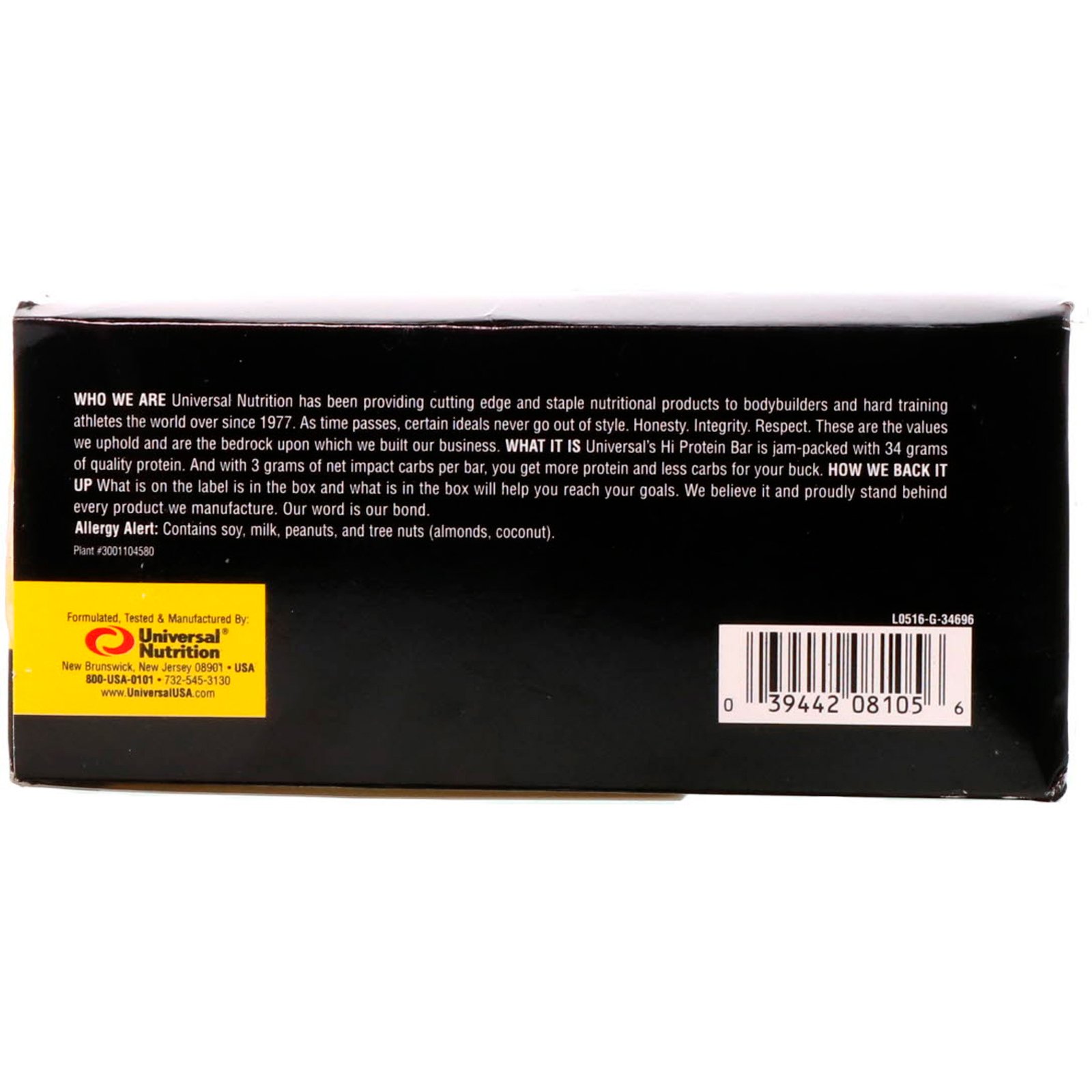 Comprar Universal Nutrition, HI Protein Bar, Chocolate Peanut Butter, 16 Bars, 3 oz (85 g) Each - Imagem 3