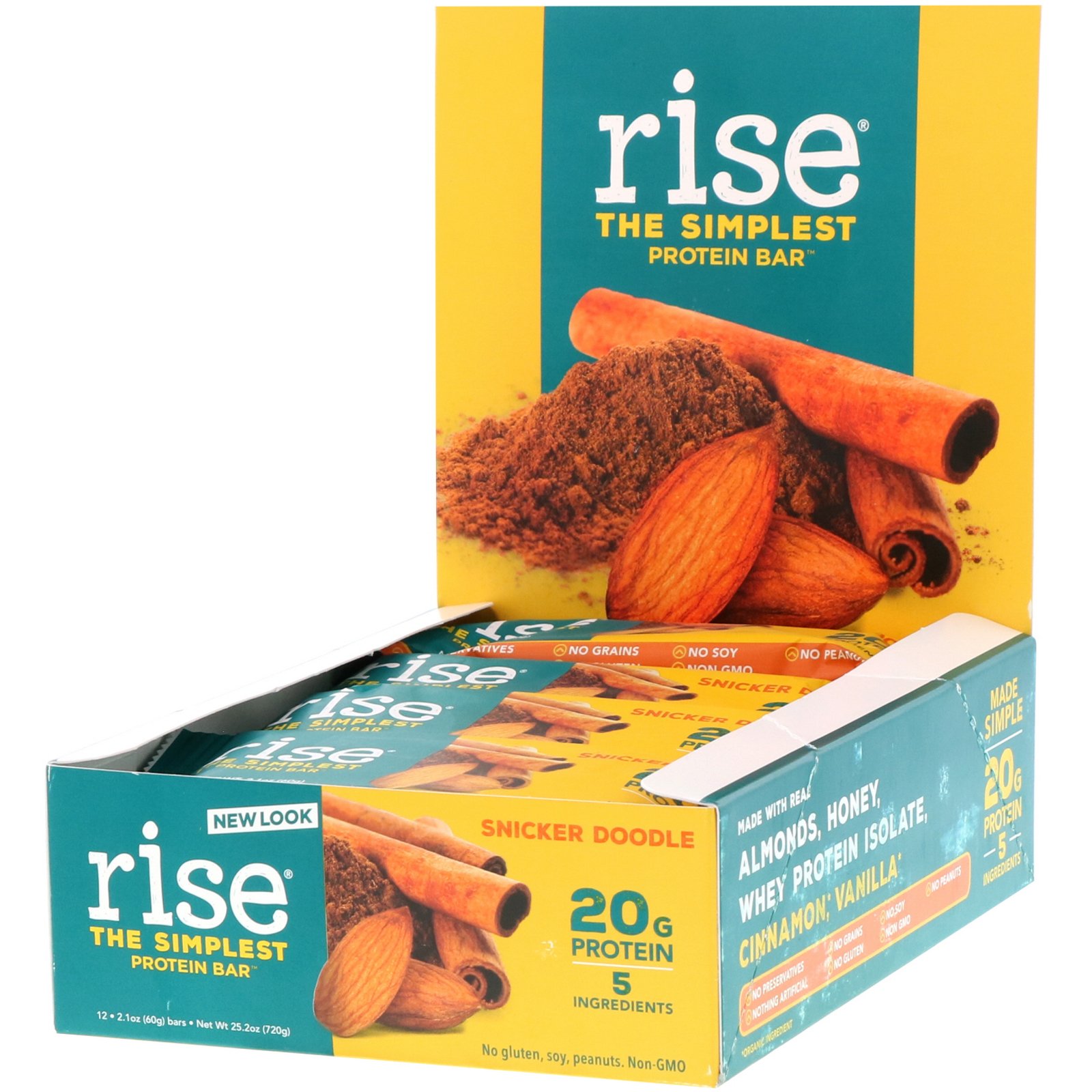 Comprar Rise Bar, THE SIMPLEST PROTEIN BAR, Snicker Doodle, 12 Bars, 2.1 oz (60 g) Each