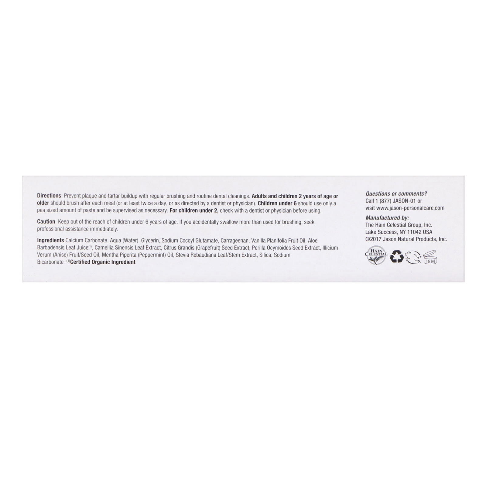 Comprar Jason Natural, Pasta de Dentes Powersmile, Antiplaca e Branqueadora, Vanilla PowerMint, 170 g (6 oz) - Imagem 2