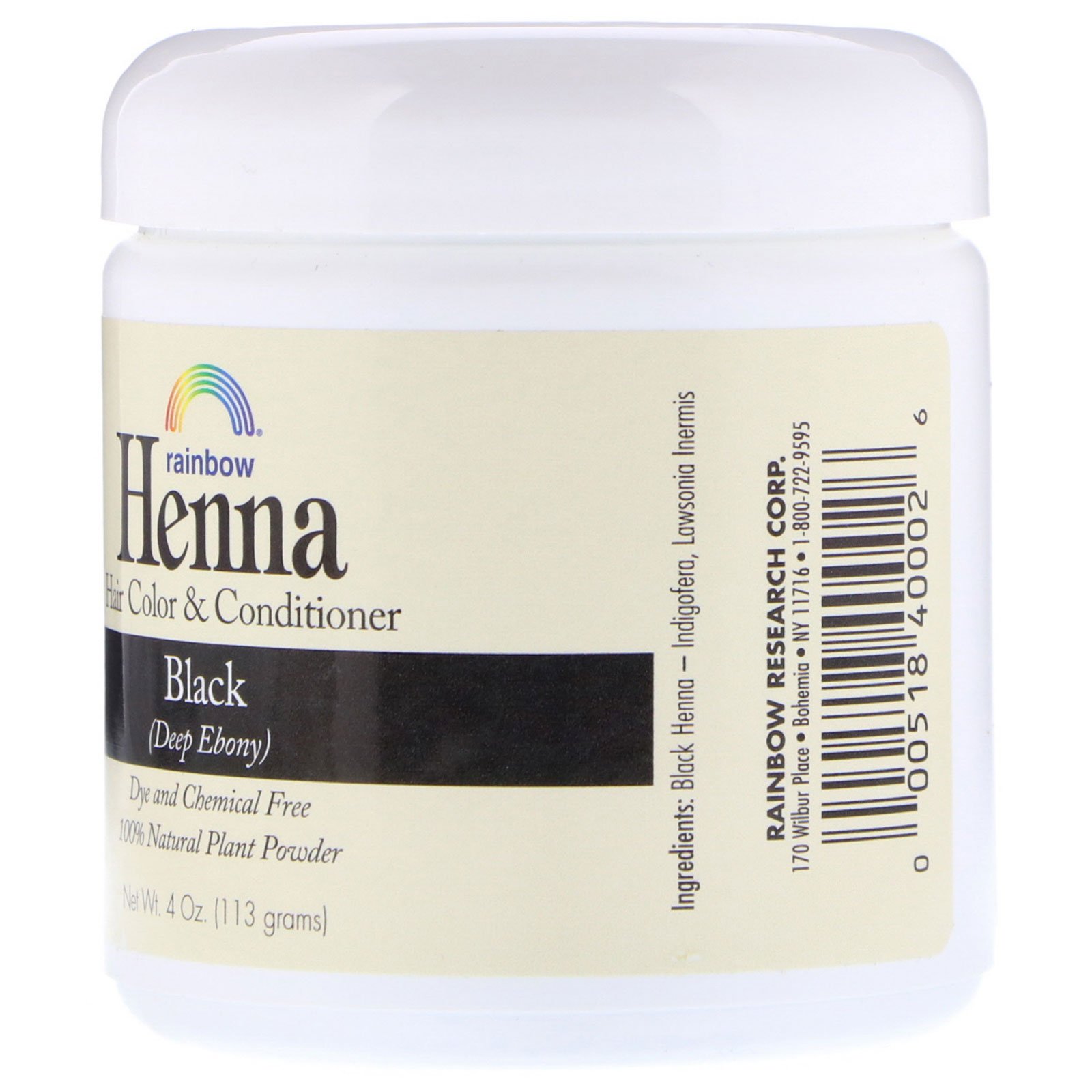 Comprar Rainbow Research, Henna, Cor e Condicionador de Cabelo, Preto, 113 g (4 oz) - Imagem 2