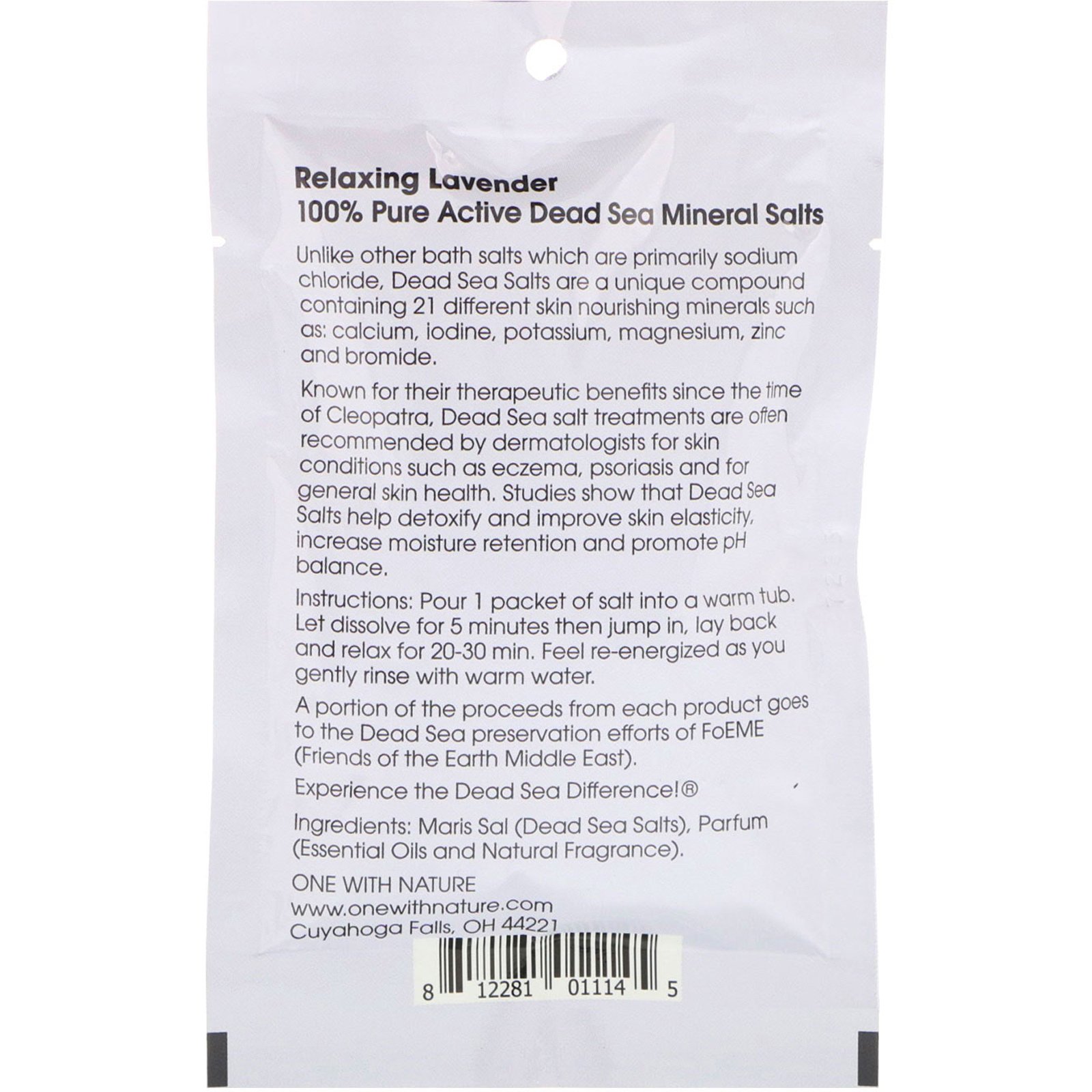 Comprar One with Nature, Spa do Mar Morto, Sais Minerais, Relaxante, Lavanda, 2,5 oz (70 g) - Imagem 2