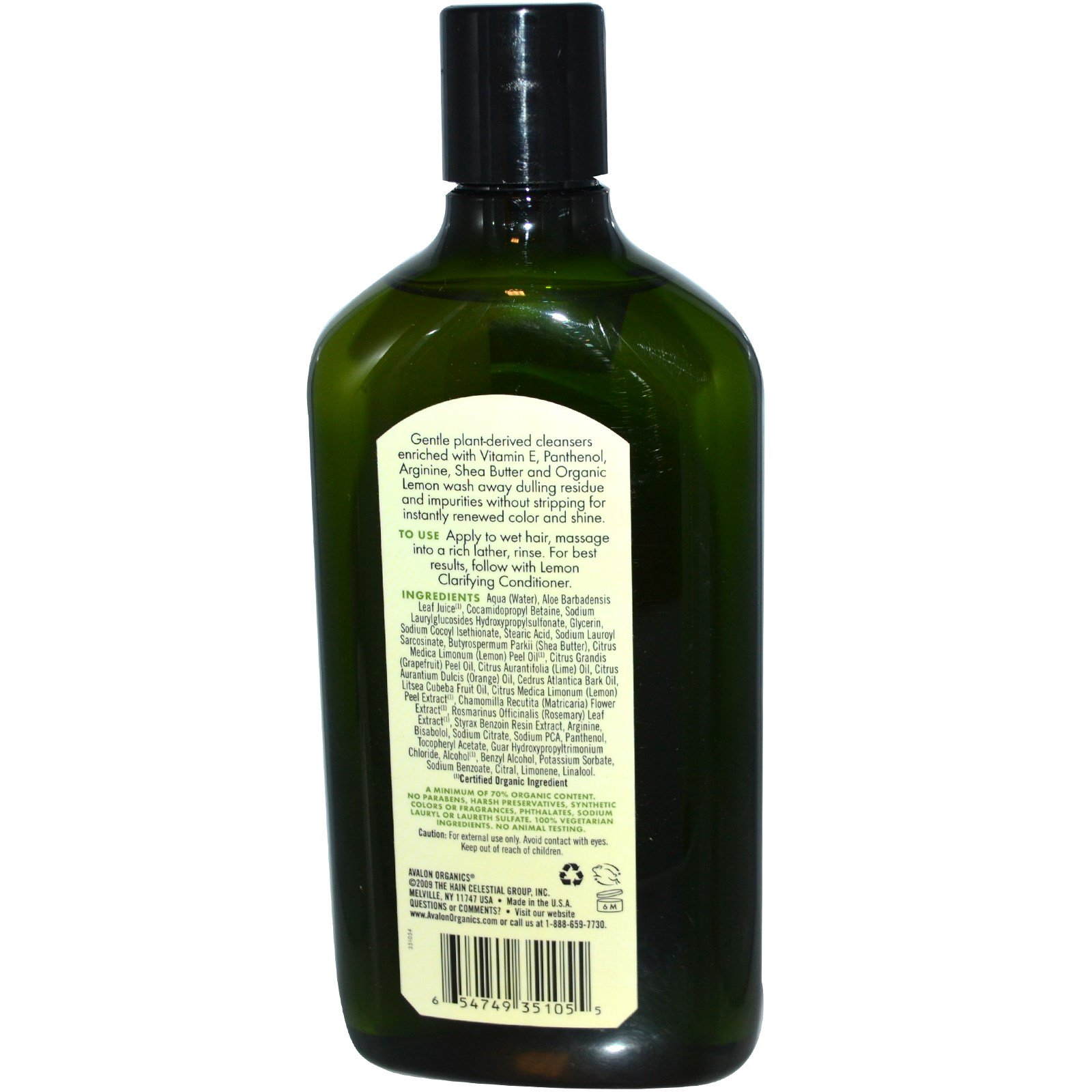 Comprar Avalon Organics, Shampoo, Limão Clarificador, 11 fl oz (325 ml) - Imagem 2