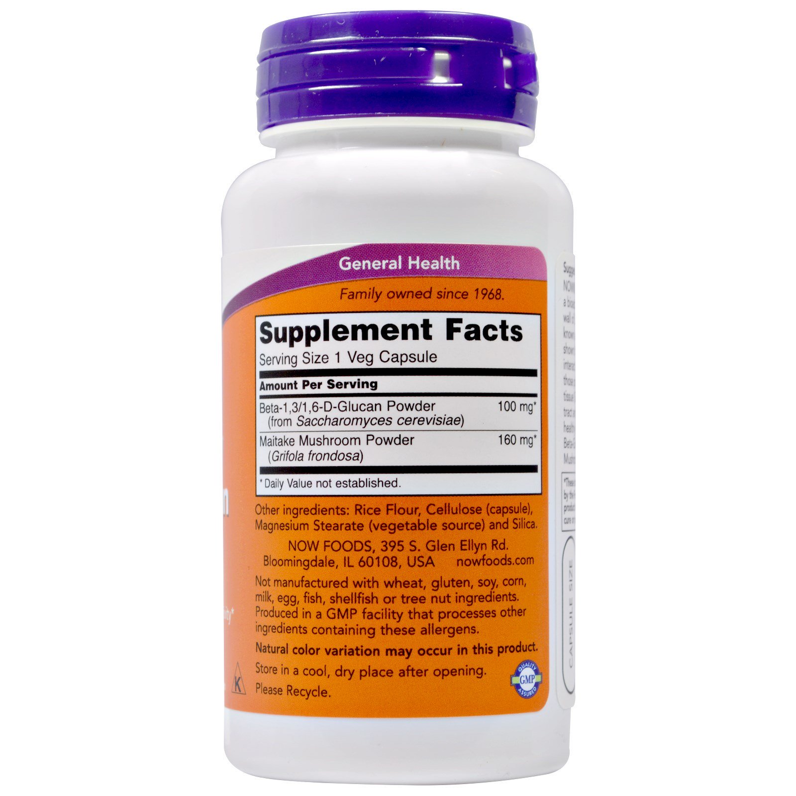 Comprar Now Foods, Beta-1,3/1,6-D-Glucano, 100 mg, 90 Cápsulas Vegetais - Imagem 2