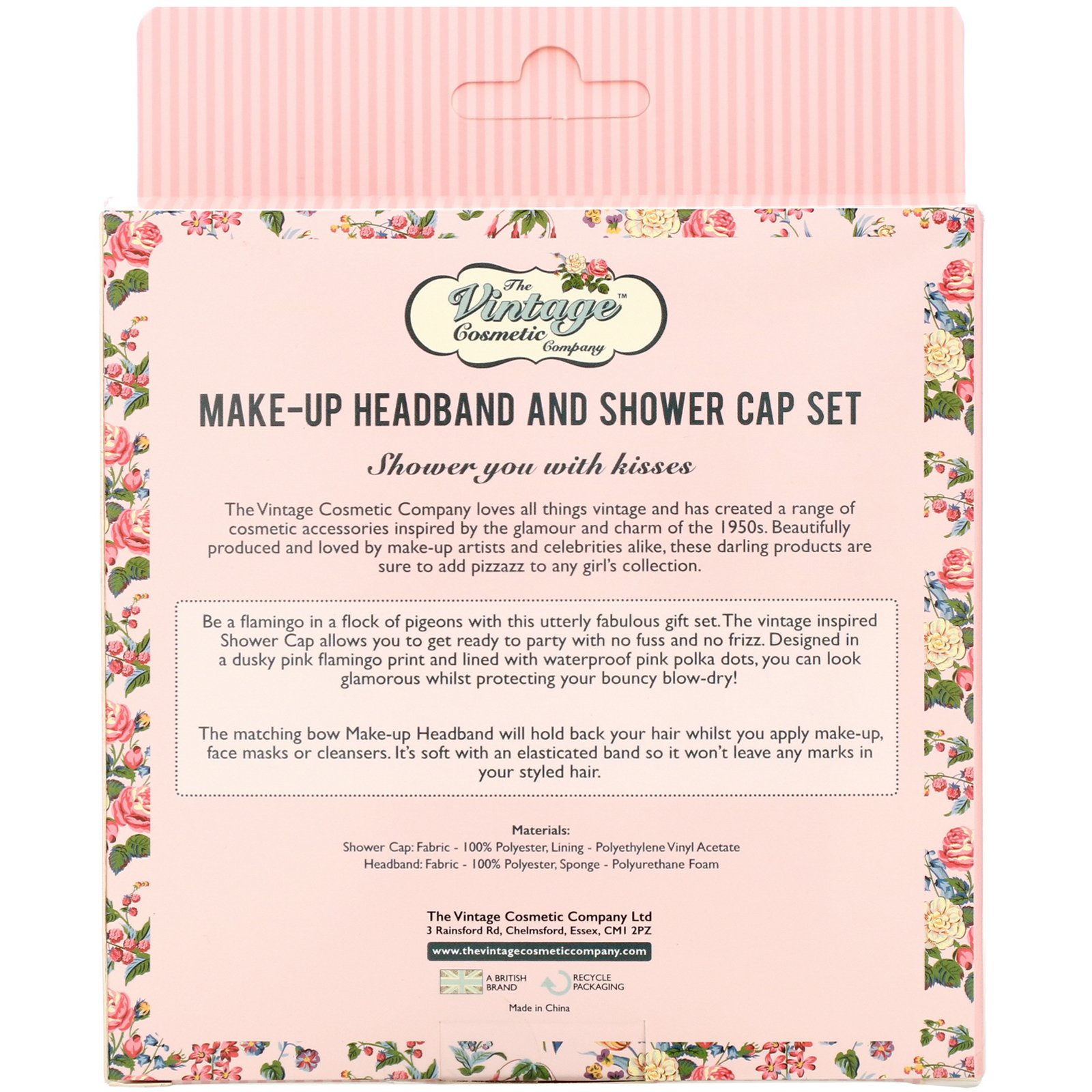 Comprar The Vintage Cosmetic Co., Make-Up Headband and Shower Cap Set, Pink Flamingo, 1 Set - Imagem 3