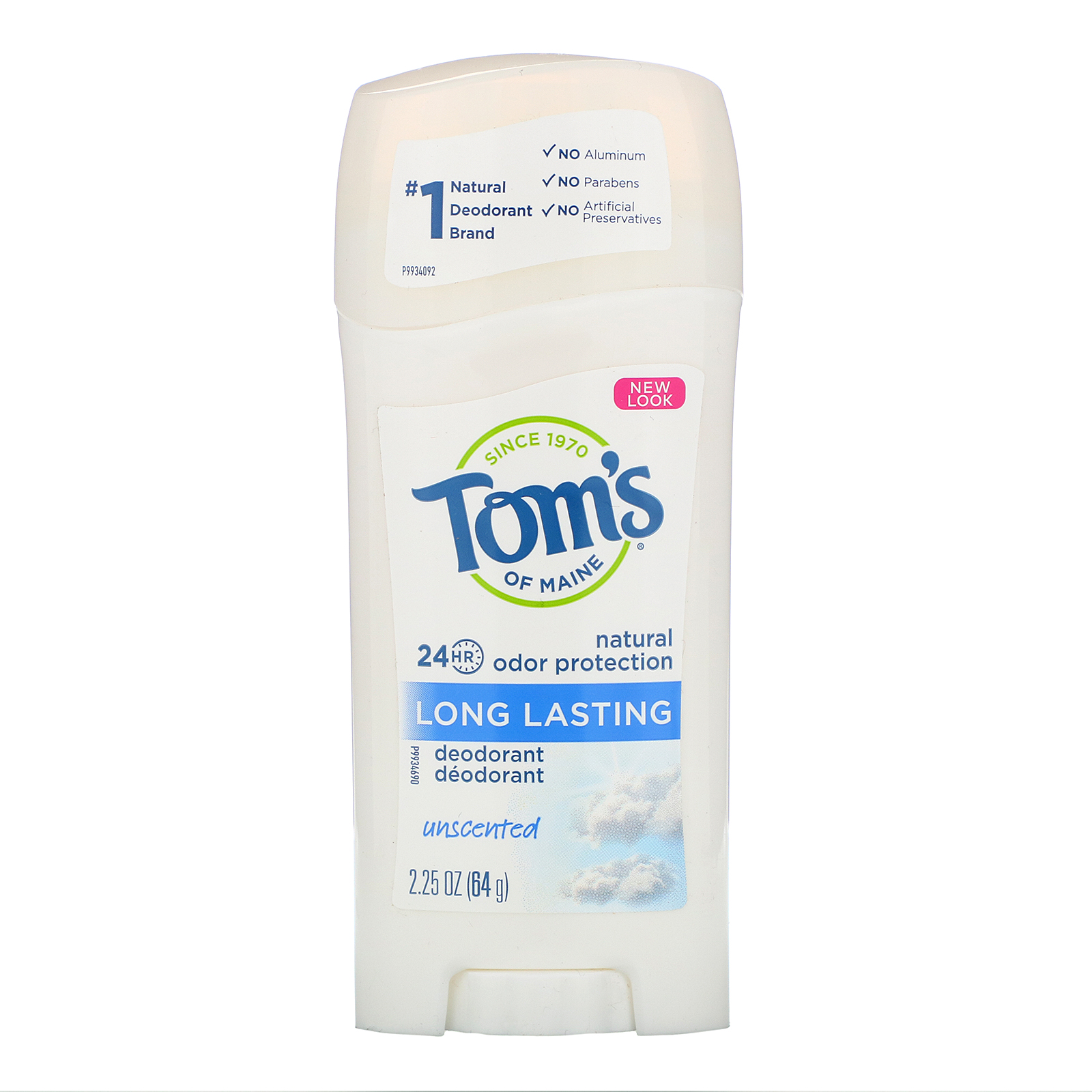Comprar Tom's of Maine, Desodorante natural de longa duração, sem perfume, 2.25 oz (64 g)