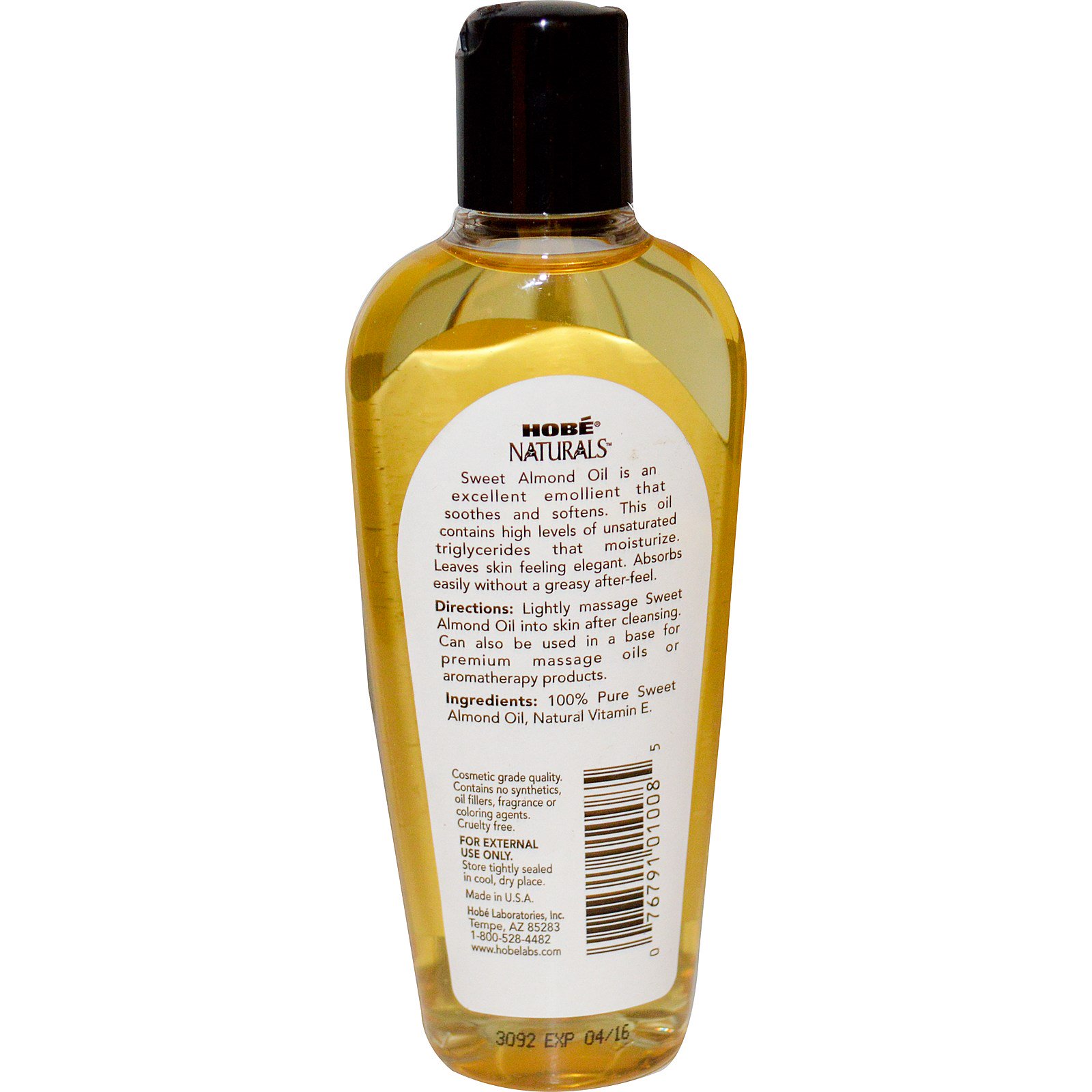 Comprar Hobe Labs, Natural, óleo de amêndoa doce, 4 fl oz (118 ml) - Imagem 2
