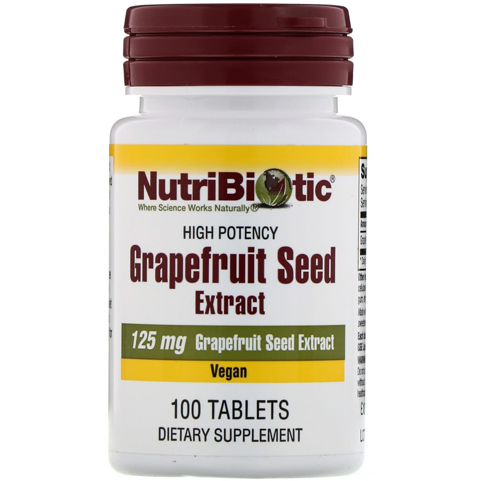 Comprar NutriBiotic, Grapefruit Seed Extract, 125 mg, 100 Tablets