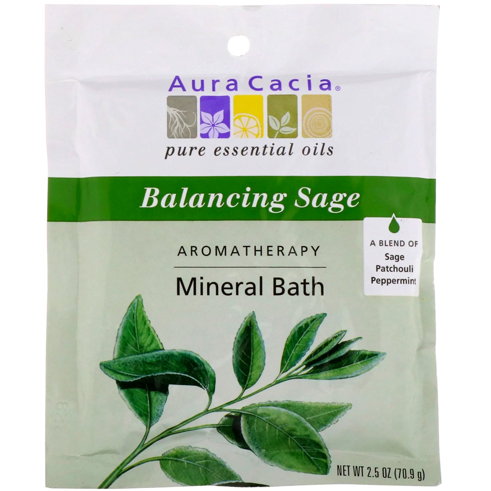 Comprar Aura Cacia, Banho Mineral de Aromaterapia, Sálvia Equilibradora, 2.5 oz (70,9 g)