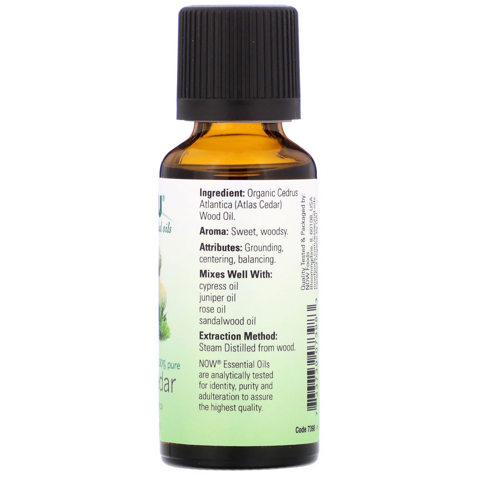 Comprar Now Foods, Óleos Essenciais Orgânicos, Cedro-do-atlas, 30 ml (1 fl oz) - Imagem 2