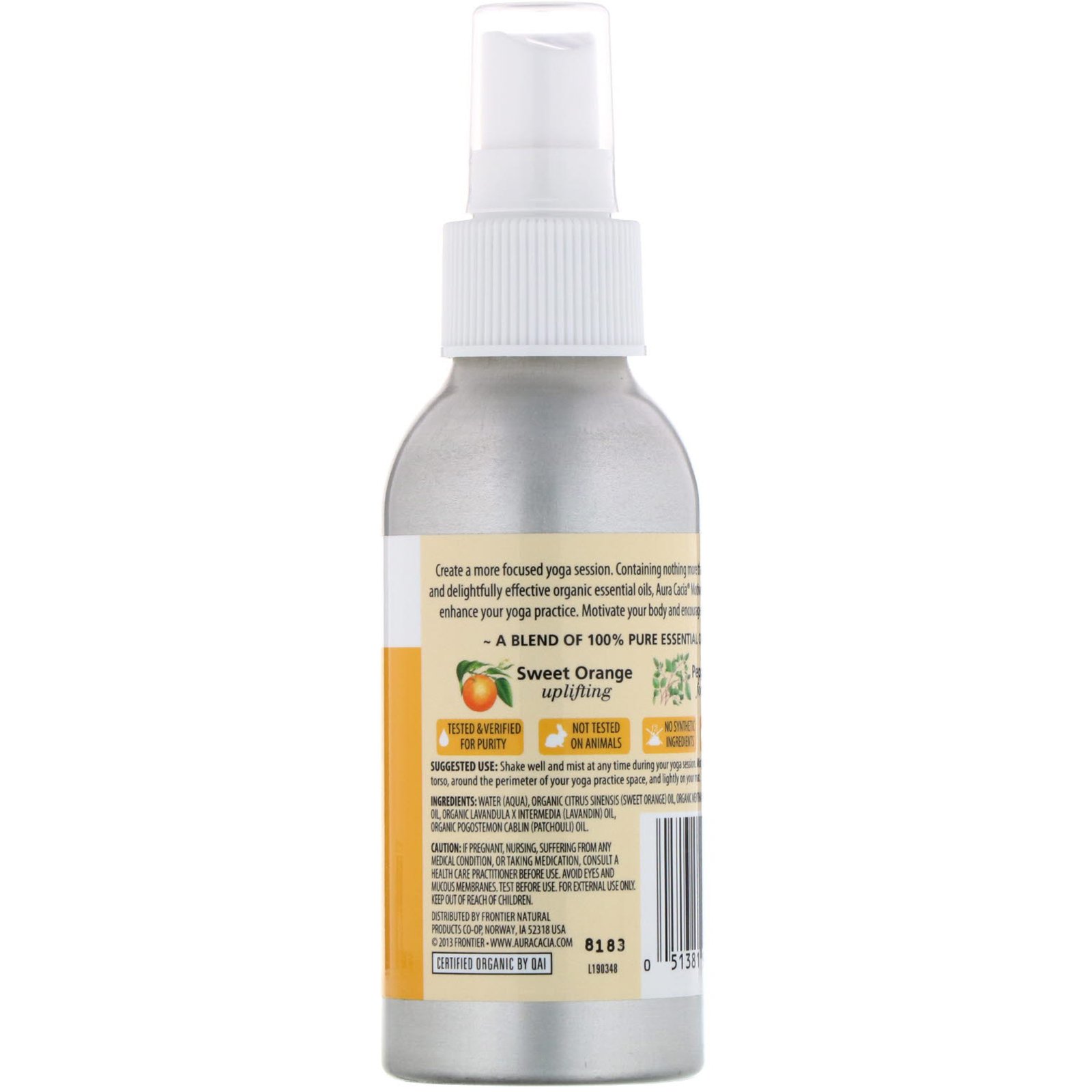 Comprar Aura Cacia, Orgânico, Yoga Mist, Motivação, Laranja Doce e Menta, 4 fl oz (118 ml) - Imagem 2