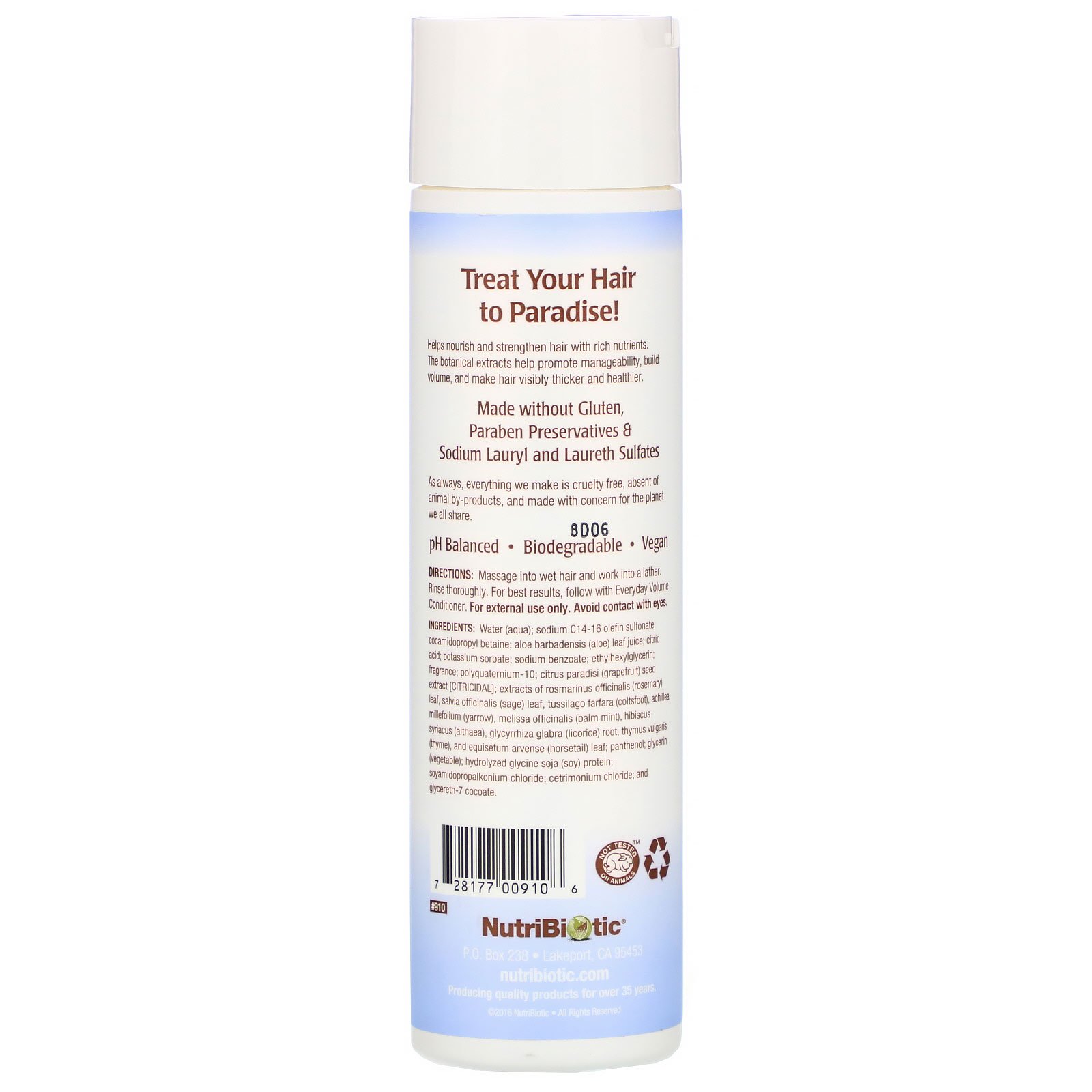 Comprar NutriBiotic, Everyday Volume Shampoo, Paradise Rain, 10 fl oz (296 ml) - Imagem 2