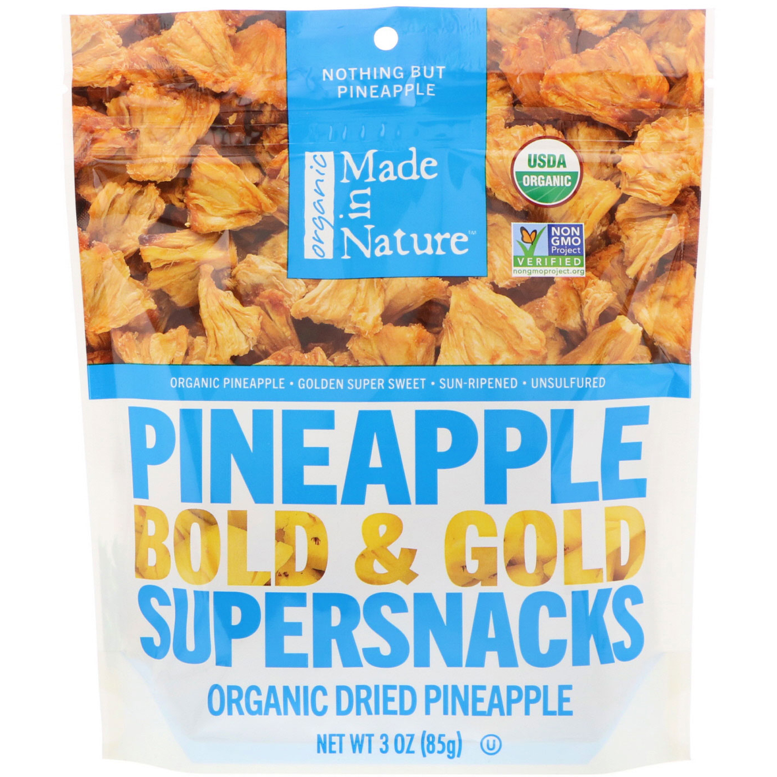 Comprar Made in Nature, Orgânico, Supersnacks de Abacaxi Bold & Gold, 3 oz (85 g)