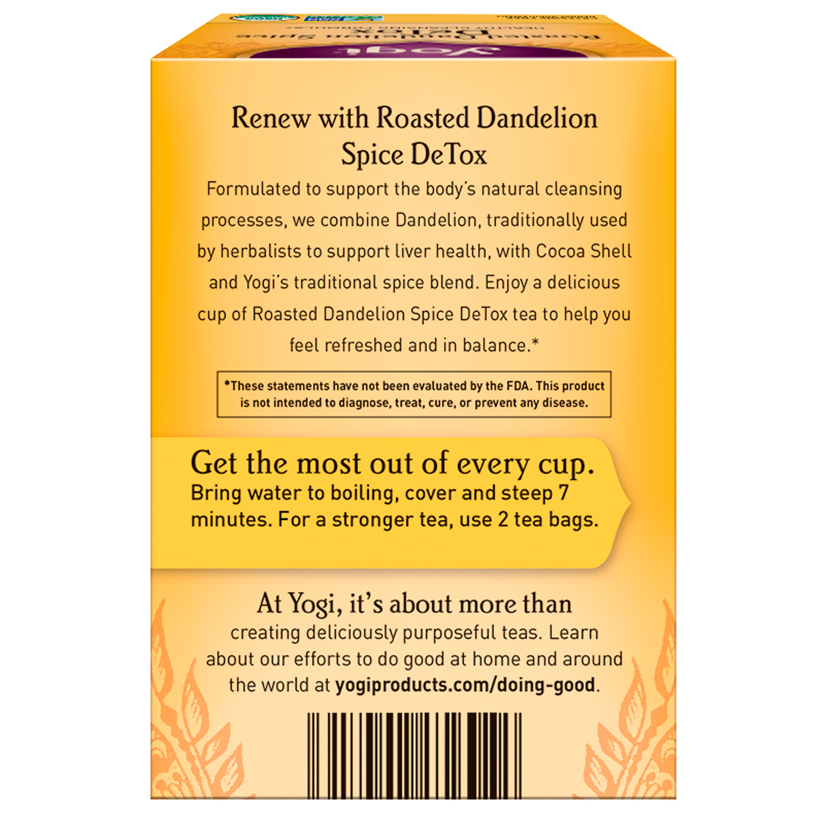 Comprar Yogi Tea, Detox Apimentado de Dente-de-leão Torrado, sem cafeina, 16 pacotes de chá, 0,85 oz (24 g) - Imagem 2