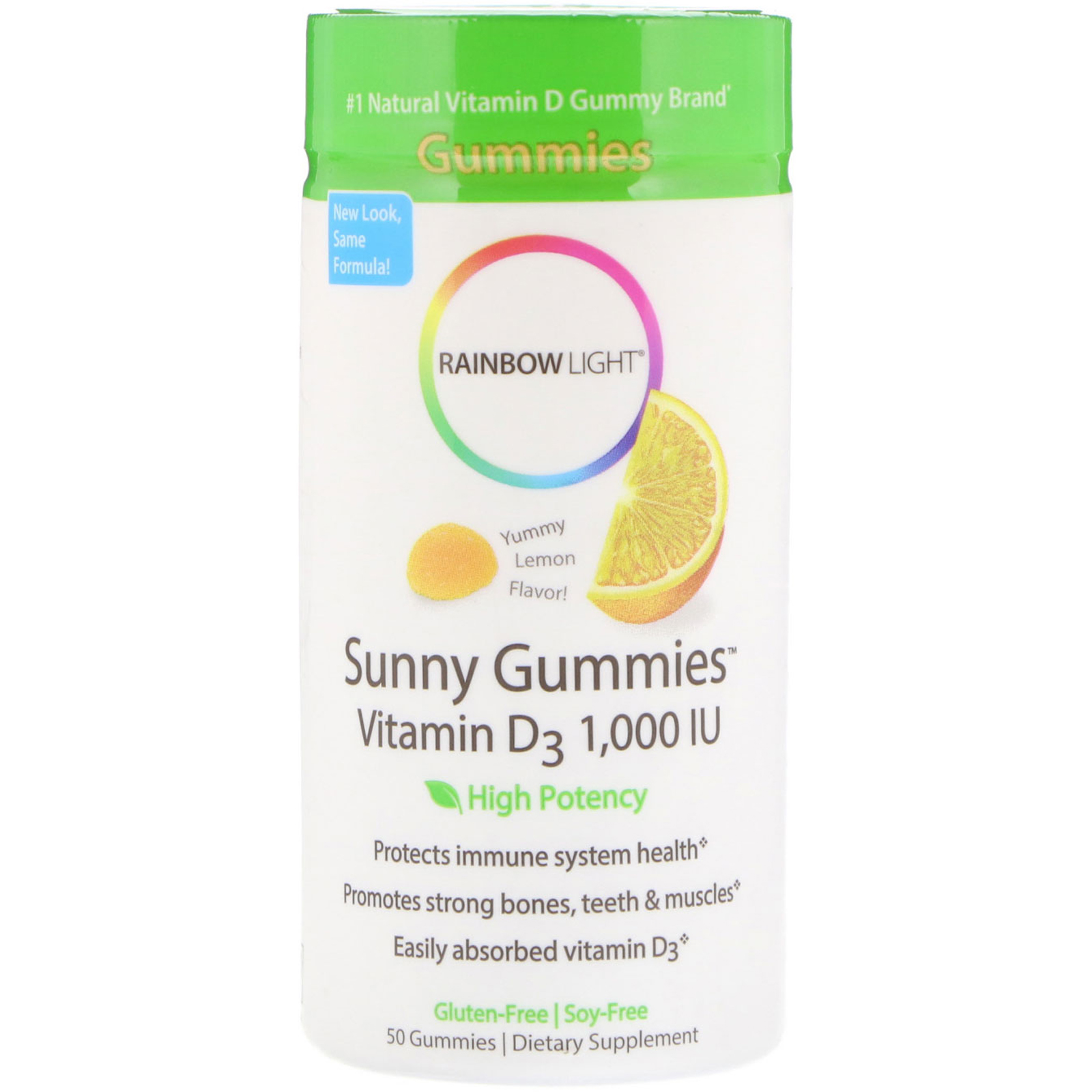 Comprar Rainbow Light, Jujubas redondas de vitamina D3, Limão saboroso, 1000 UI, 50 jujubas