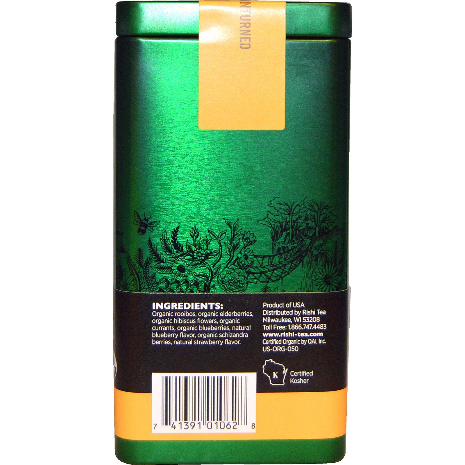 Comprar Rishi Tea, Folhas Soltas de Chá de Ervas Orgânico, Blueberry Rooibos, sem cafeína, 3.00 oz (85 g) - Imagem 2