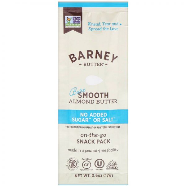 Comprar Barney Butter, Almond Butter, On the Go Snack Packs, Bare Smooth, 6 Packets, 0.6 oz (17 g) Each - Imagem 4