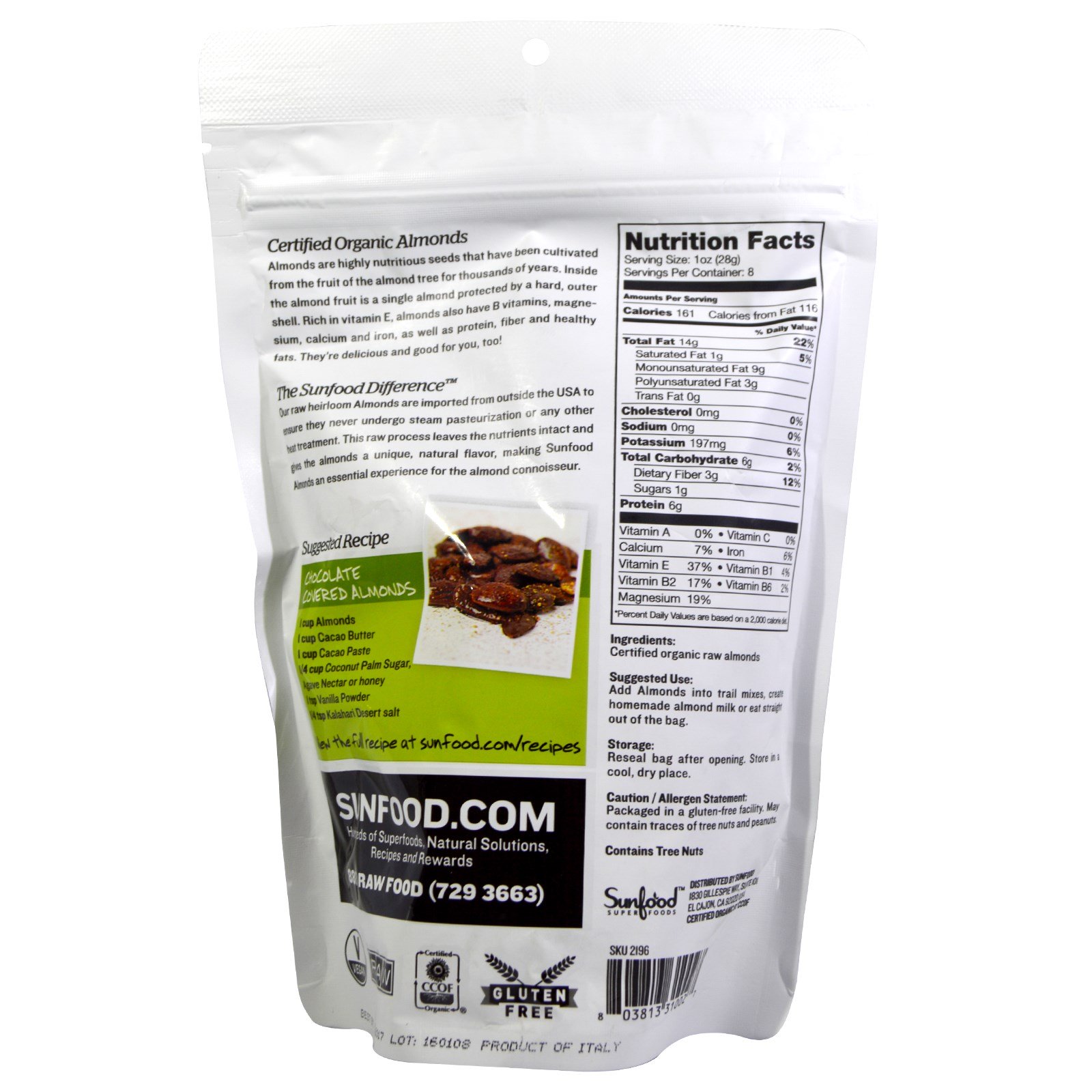 Comprar Sunfood, Orgânico Cru, Amêndoa Heirloom, 8 oz (227 g) - Imagem 2