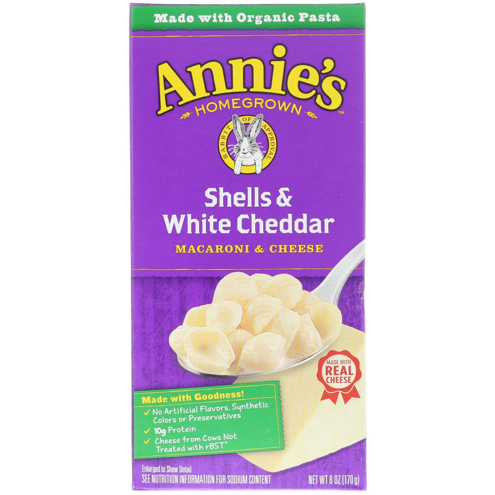 Comprar Annie's Homegrown, Conchas & Cheddar Branco, Macarrão & Queijo, 6 oz (170 g)