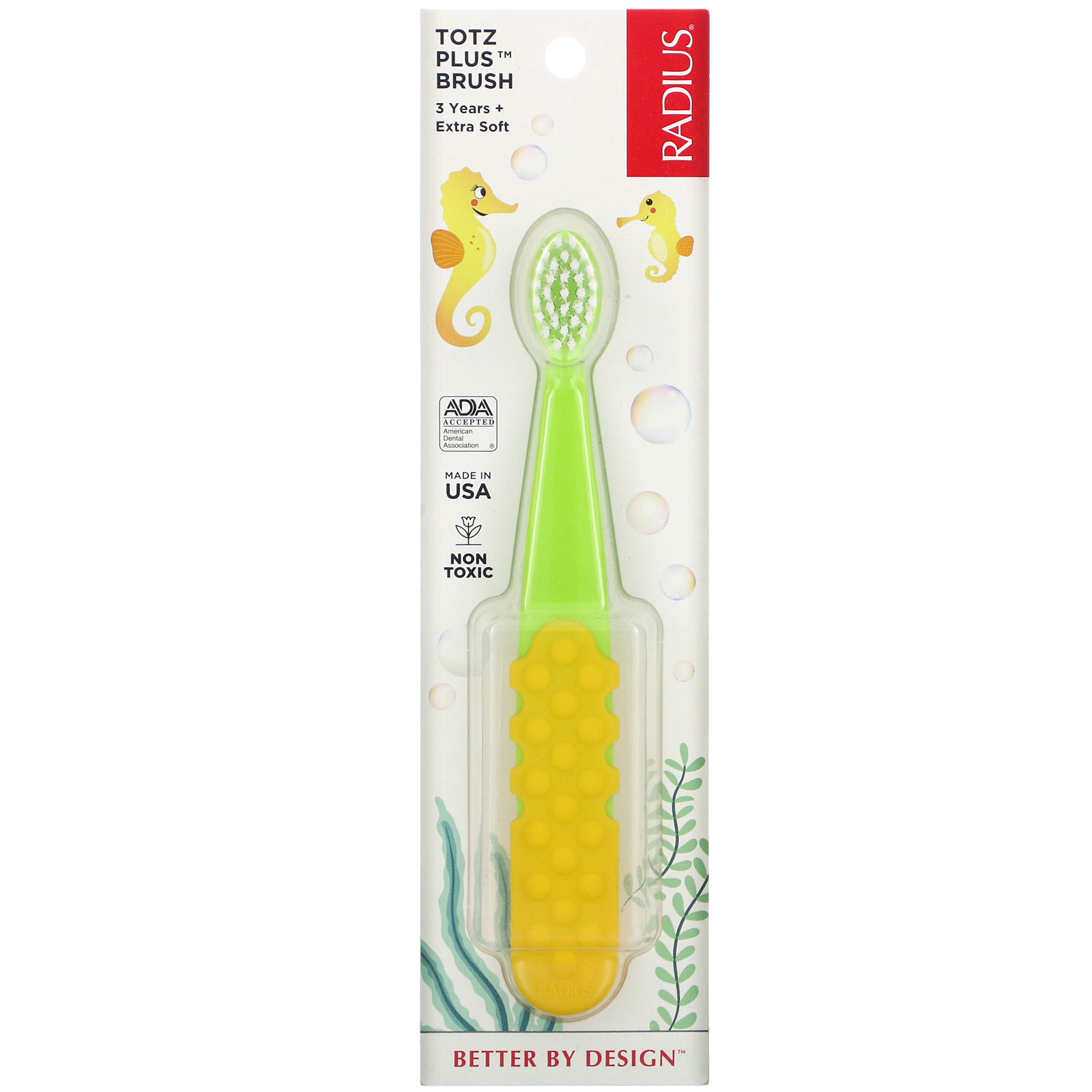 Comprar RADIUS, Totz Plus Toothbrush, 3+ Years, Extra Soft, Green/Yellow, 1 Toothbrush - Imagem 2