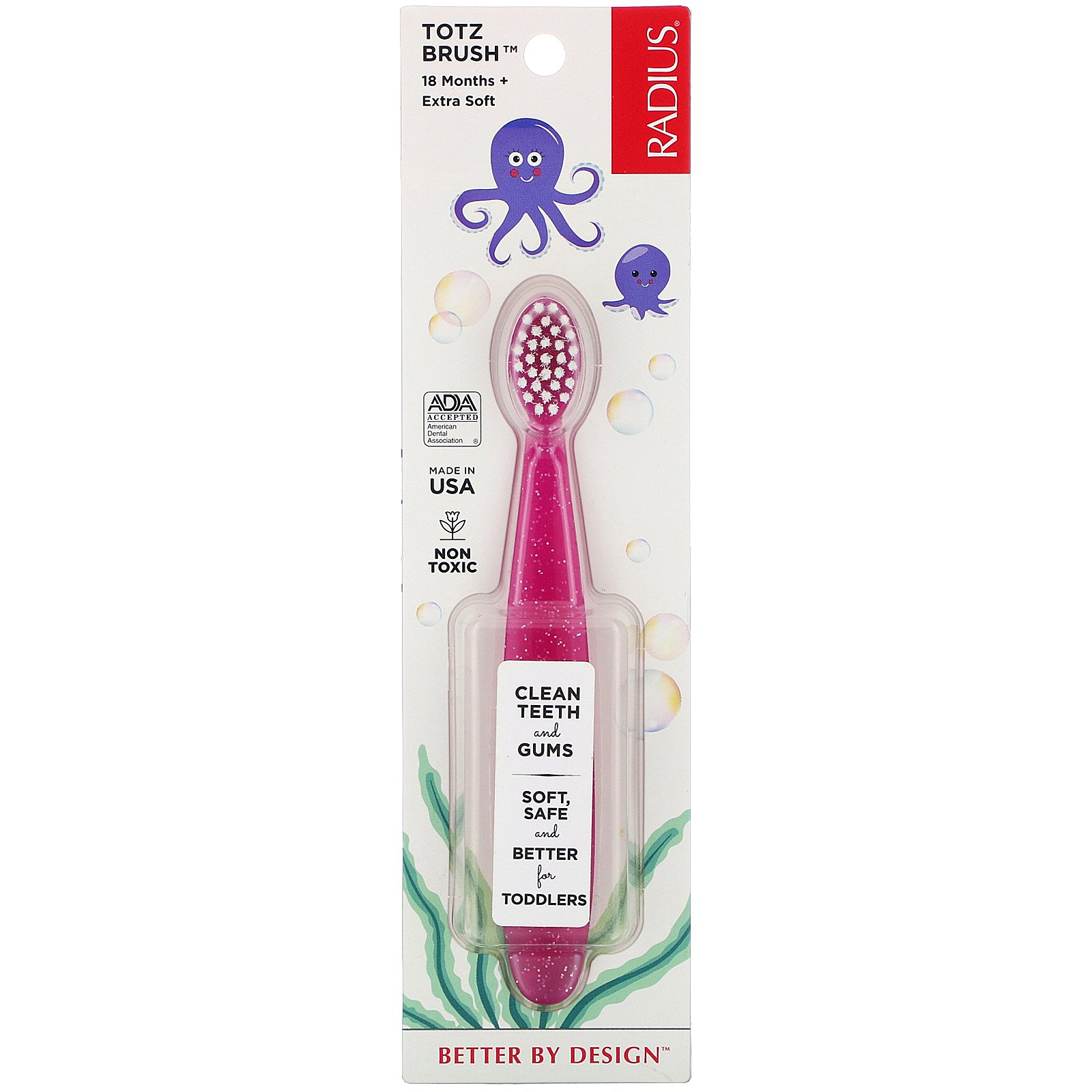Comprar RADIUS, Totz Toothbrush, 18 + Months, Extra Soft, Pink Sparkle, 1 Toothbrush - Imagem 2
