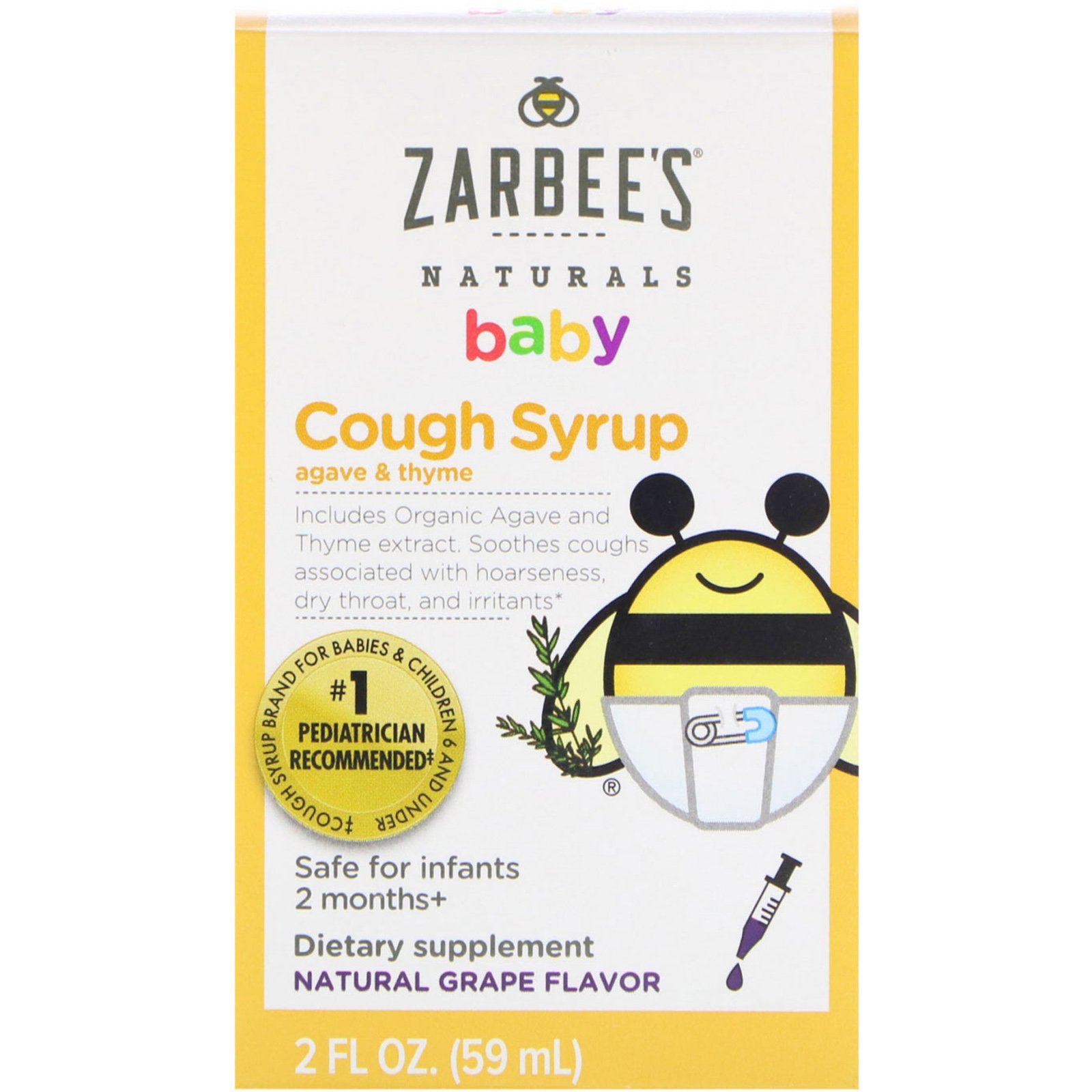 Comprar Zarbee's, Baby, Cough Syrup, Agave & Thyme, Natural Grape Flavor, 2 fl oz (59 ml)
