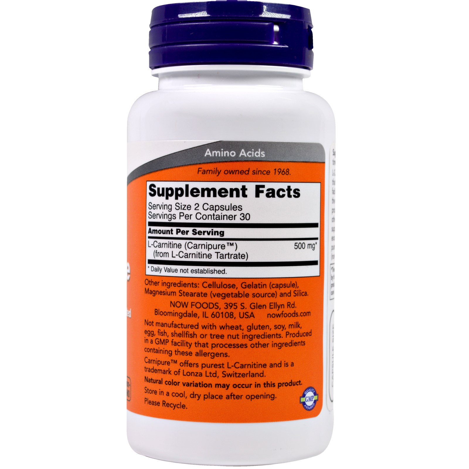 Comprar Now Foods, L-Carnitina, 250 mg, 60 Cápsulas - Imagem 2