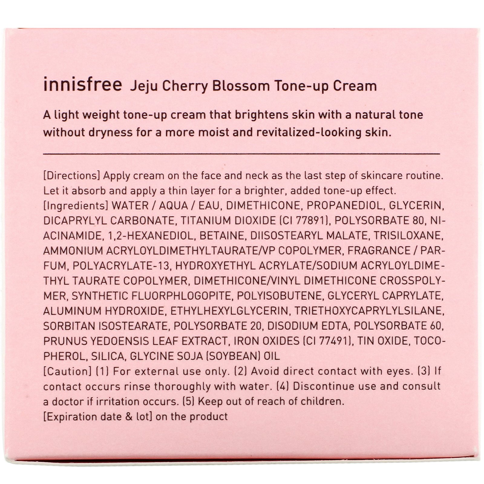 Comprar Innisfree, Jeju Cherry Blossom Tone-up Cream, 1.69 fl oz (50 ml) - Imagem 3