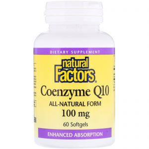 Comprar Natural Factors, Coenzima Q10, Absorção Otimizada, 100 mg, 60 Cápsulas Gelatinosas