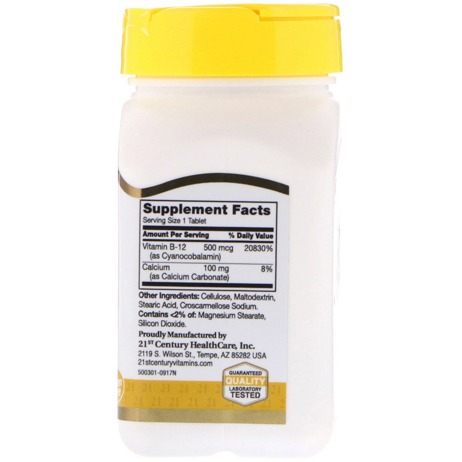 Comprar 21st Century, B-12, 500 mcg, 110 Comprimidos - Imagem 2