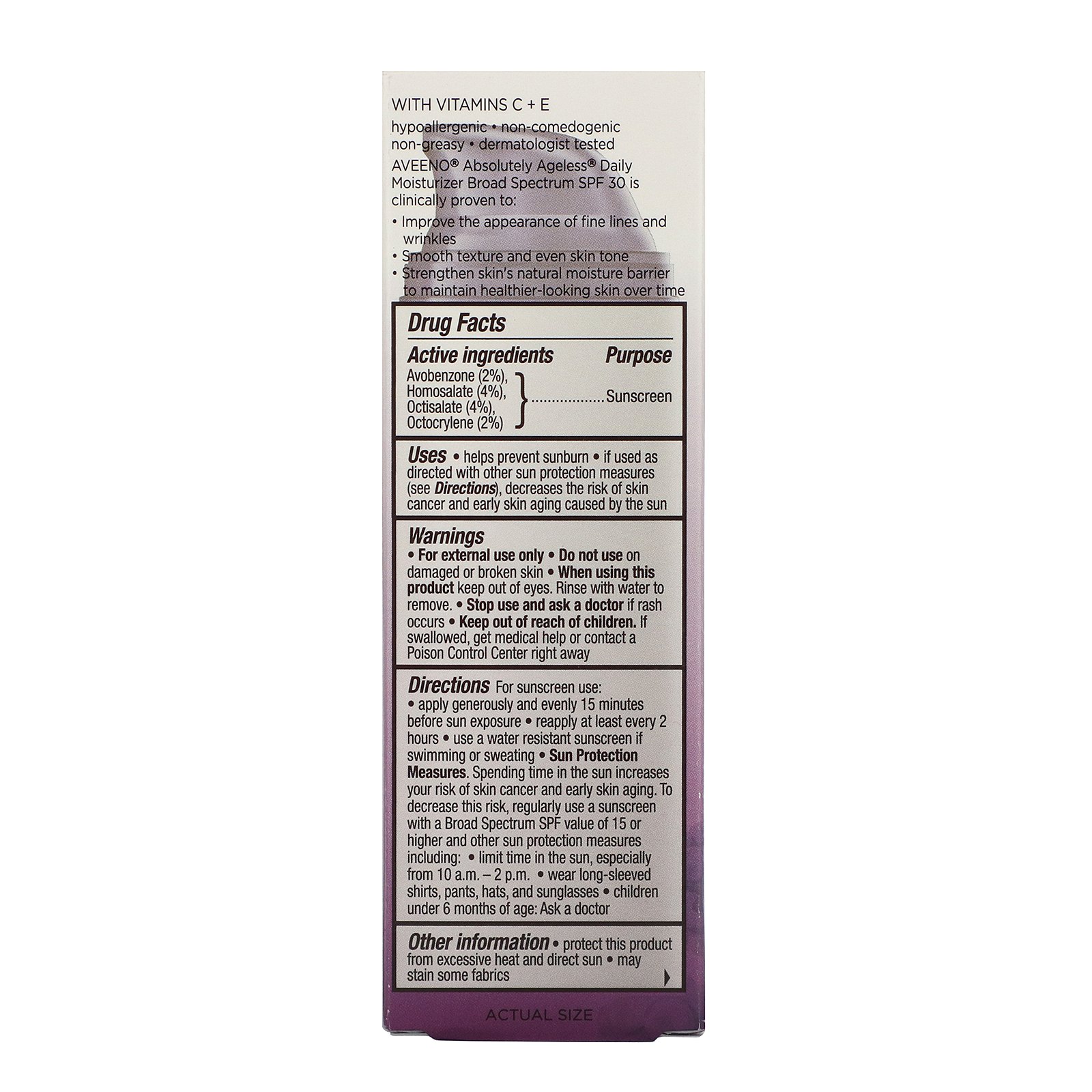 Comprar Aveeno, Absolutamente sem envelhecimento, umectante diário, FPS 30, 1,7 fl oz (50 ml) - Imagem 3