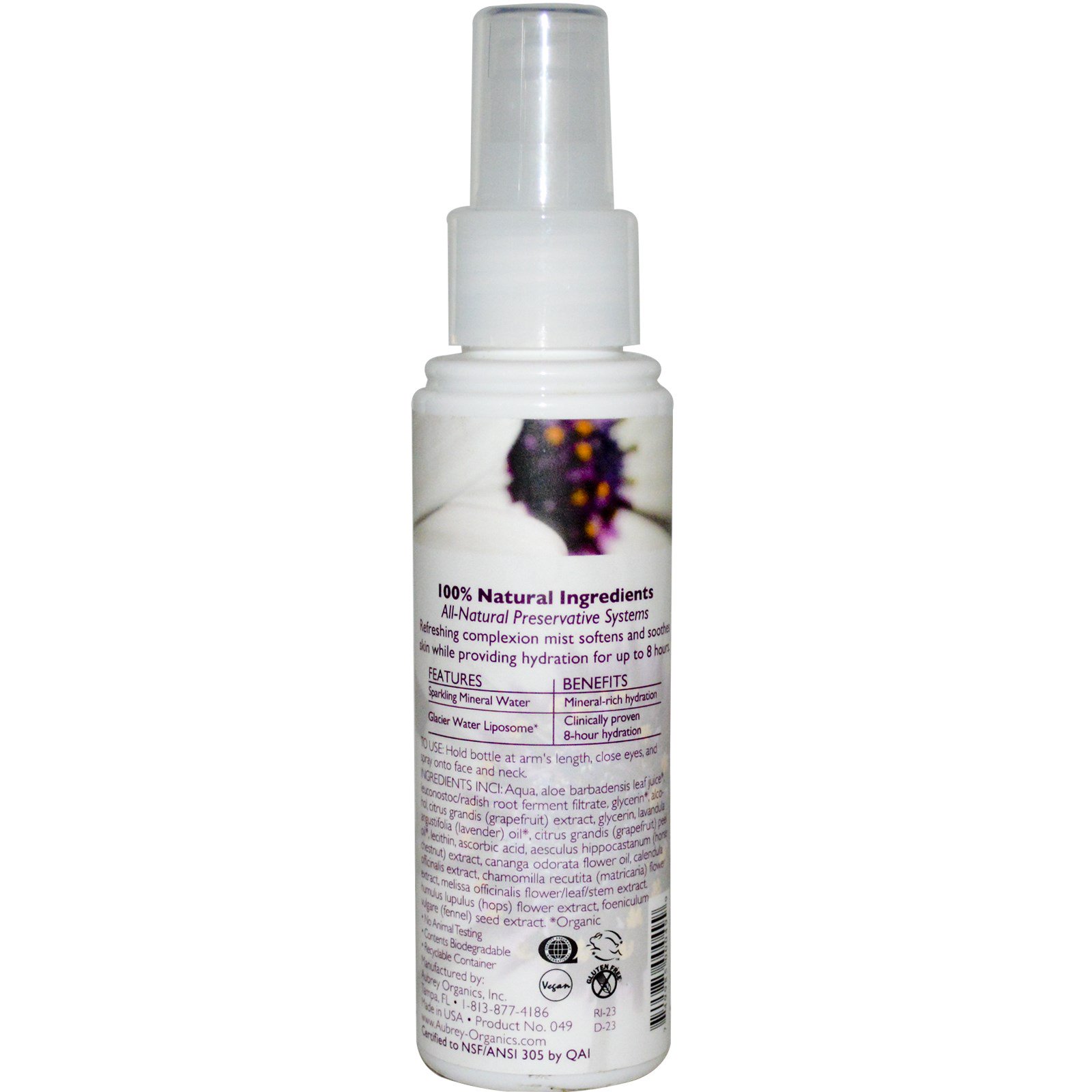 Comprar Aubrey Organics, Sparkling Mineral Water Complexion Mist, Grapefruit/Lavender Ylang Ylang Scent, 3.4 fl oz (100 ml) - Imagem 2