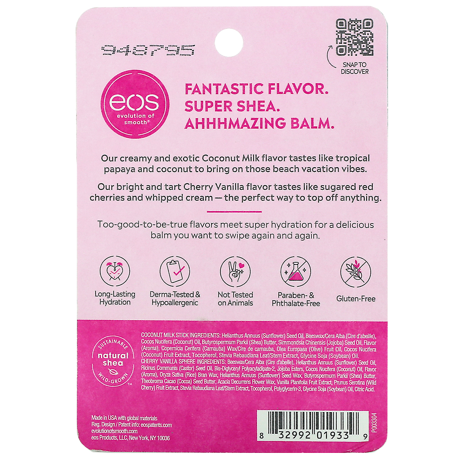 Comprar EOS, Protetor Labial Supermacio de Karité, Leite de Coco e Baunilha com Cereja, Embalagem com 2, 11 g (0,39 oz) - Imagem 3