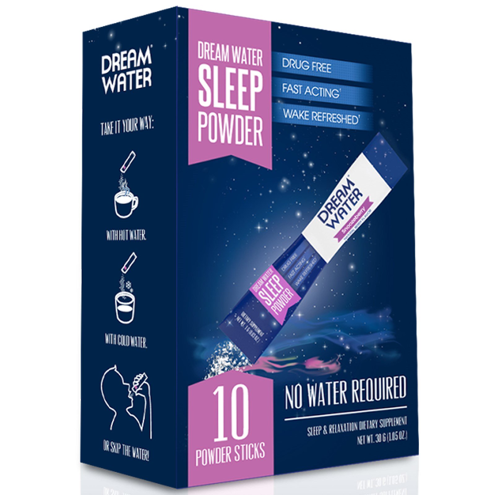 Comprar Dream Water, Sleep Powder, Snoozeberry, 10 Pacotes, 3 g Cada