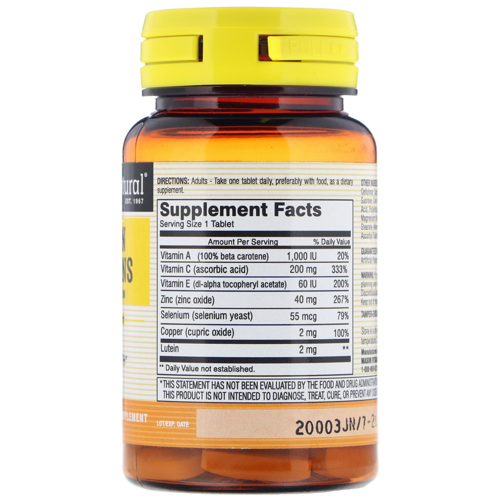 Comprar Mason Natural, Vitaminas para a Visão Mais Luteína, 60 Comprimidos - Imagem 2