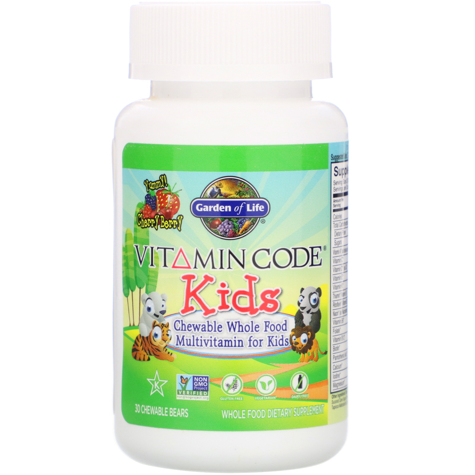 Comprar Garden of Life, Vitamin Code, Kids, Multivitamínico Mastigável de Alimentos Integrais para Crianças, Cherry Berry, 30 Ursos Mastigáveis - Imagem 3