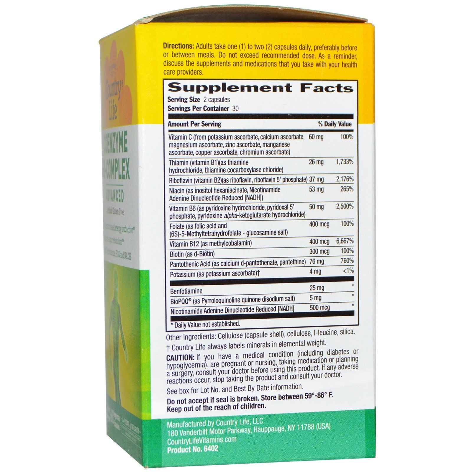 Comprar Country Life, Coenzima Complexo-B, Avançado, 60 Cápsulas Vegetais - Imagem 2