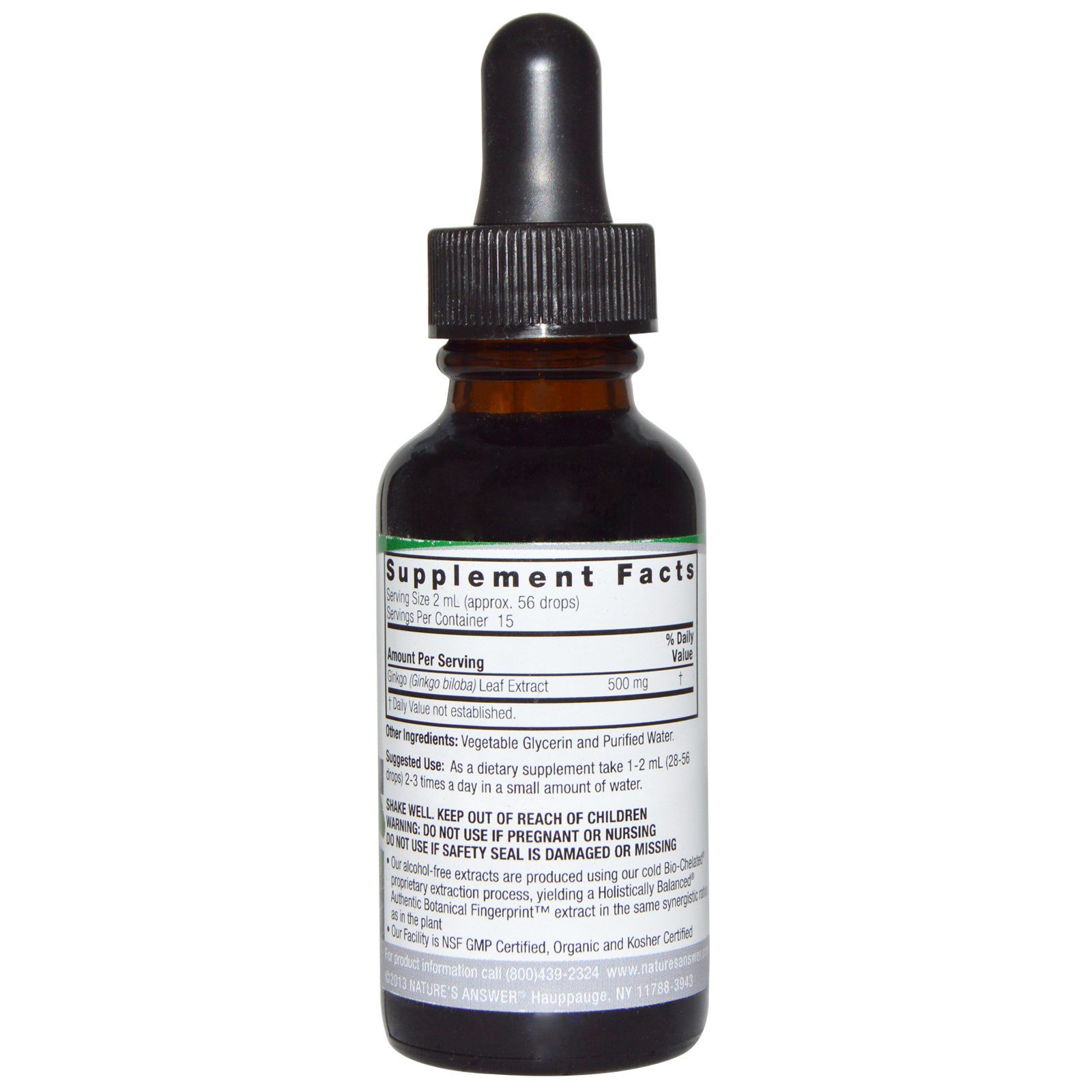 Comprar Nature's Answer, Ginkgo Biloba, Livre de Álcool, 500 mg, 1 fl oz (30 ml) - Imagem 2
