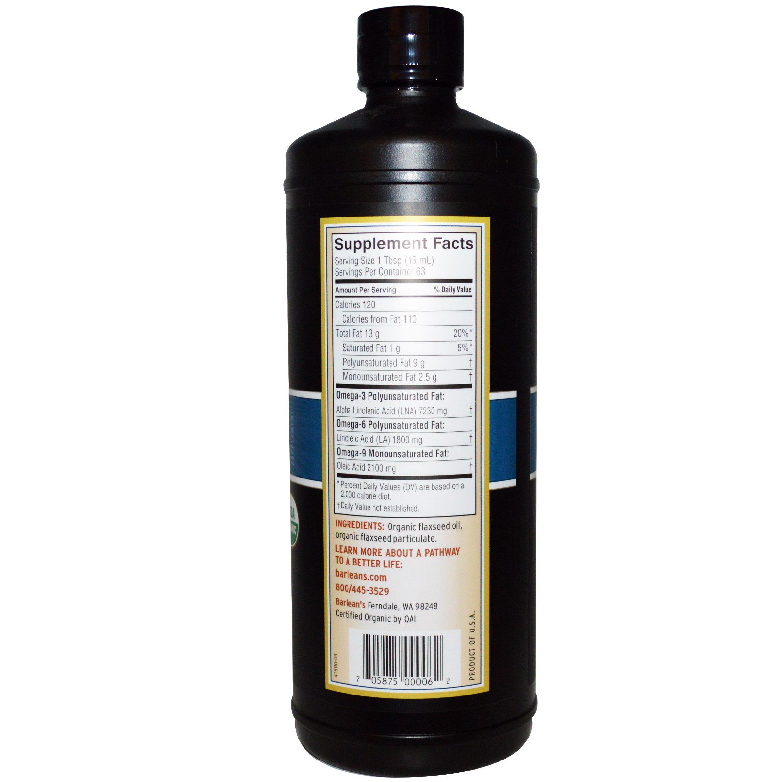 Comprar Barlean's, Óleo de Linhaça de Lignana Orgânica, 946 ml (32 fl oz) - Imagem 2